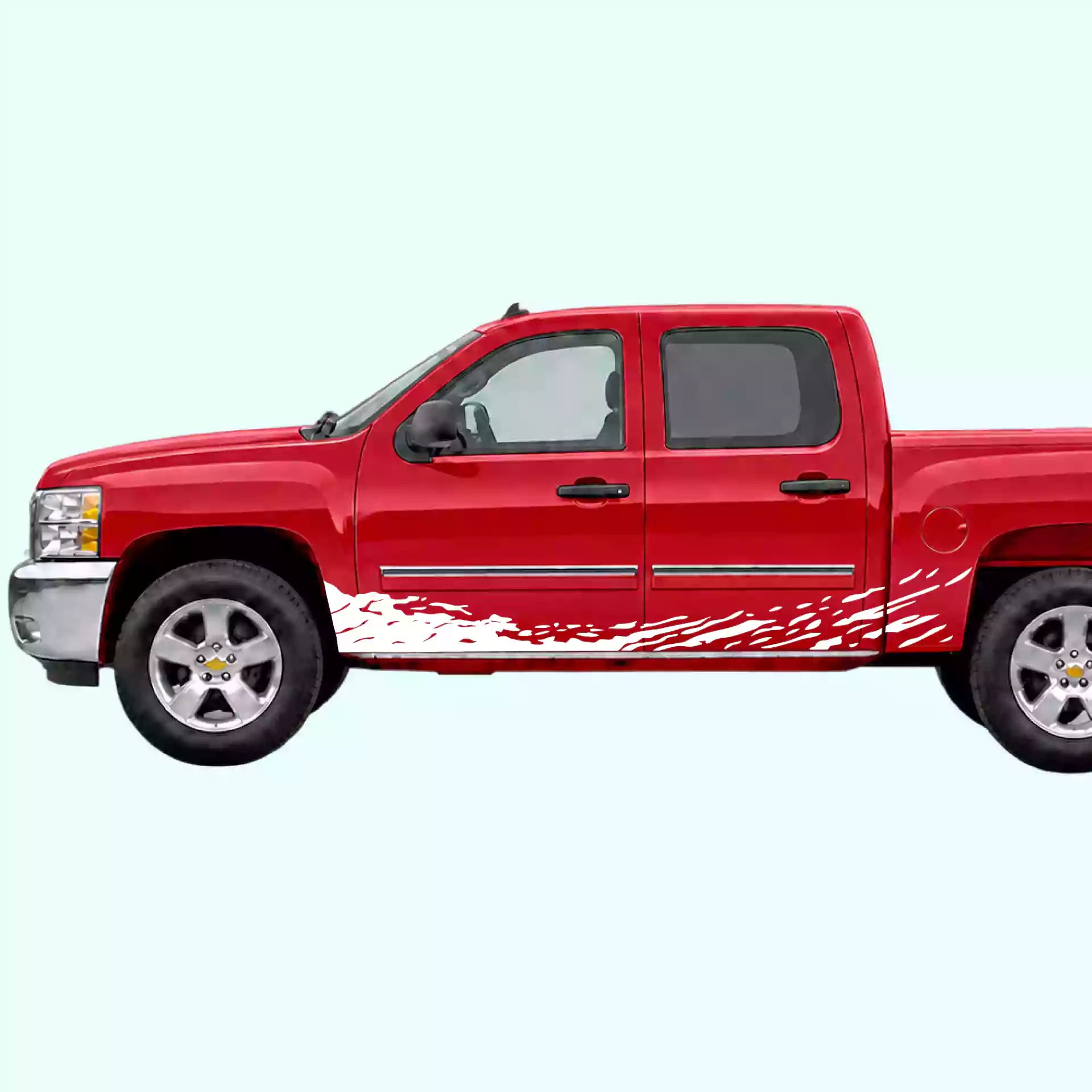 2007-2013 Chevrolet Silverado Mud Splash Rocker Stripes Vinyl Graphics Kit White