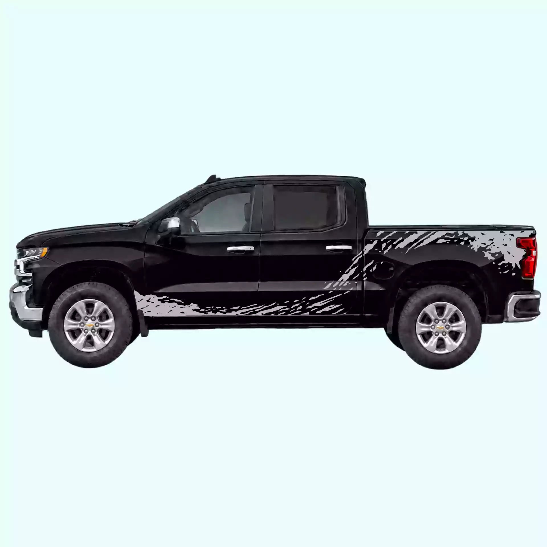 2019-present Chevrolet Silverado Mud Splash Rocker & Bed Decals Vinyl Graphics Kit Gray