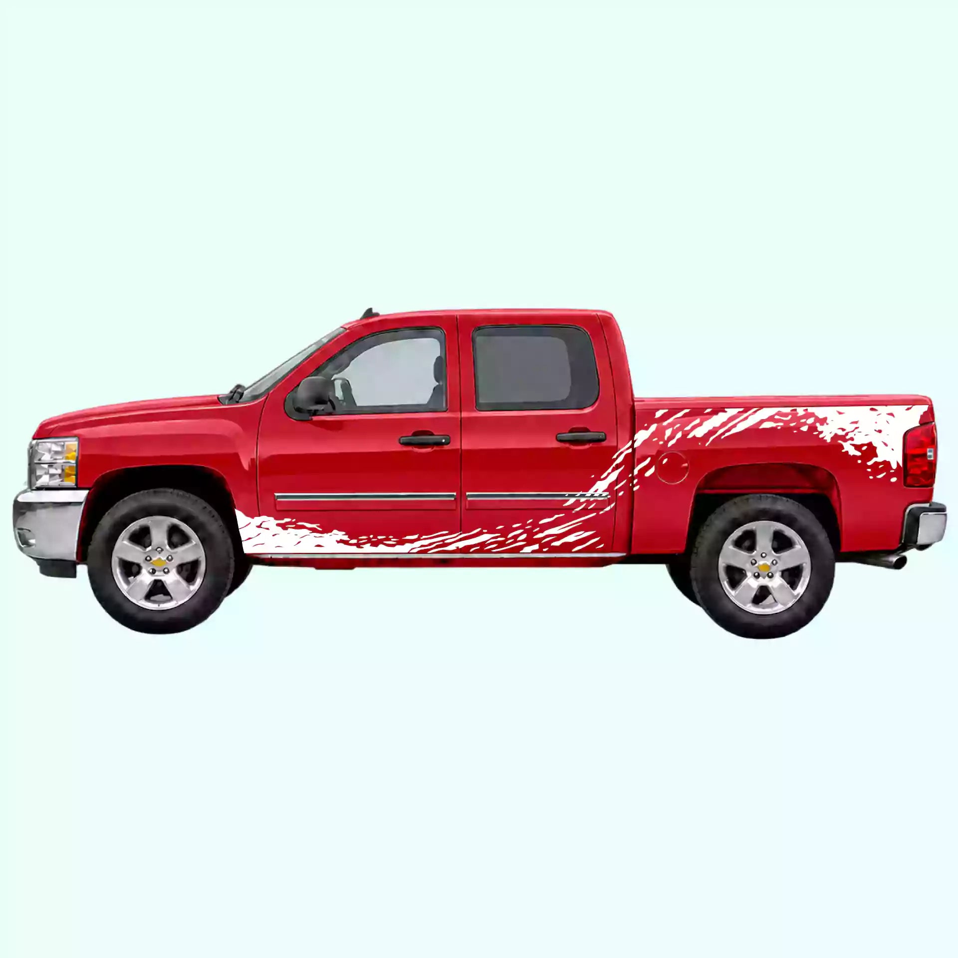 2007-2013 Chevrolet Silverado Mud Splash Rocker & Bed Decals Vinyl Graphics Kit White