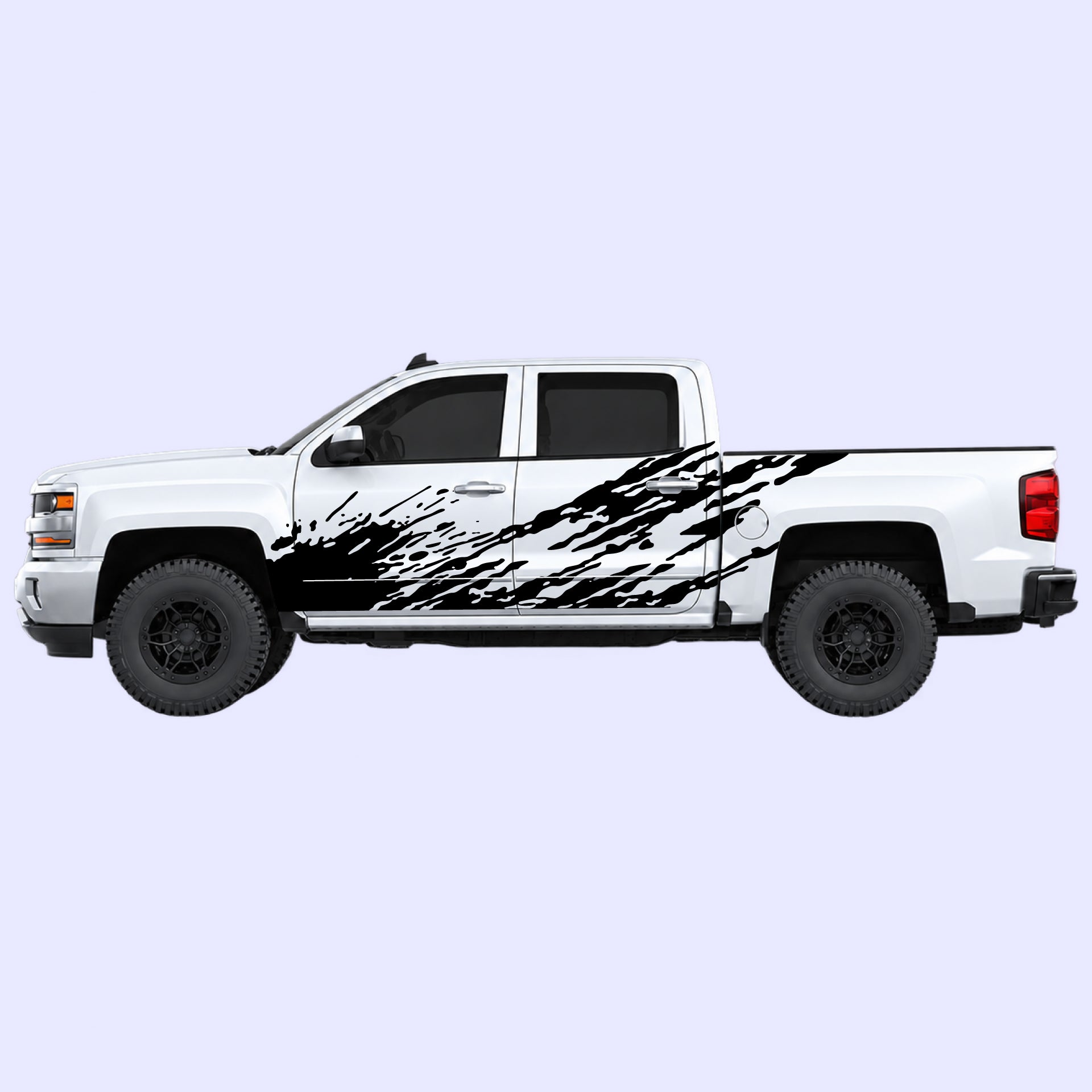 2014-2019 Chevrolet Silverado Mud Splash Side Decals Vinyl Graphics Kit Black