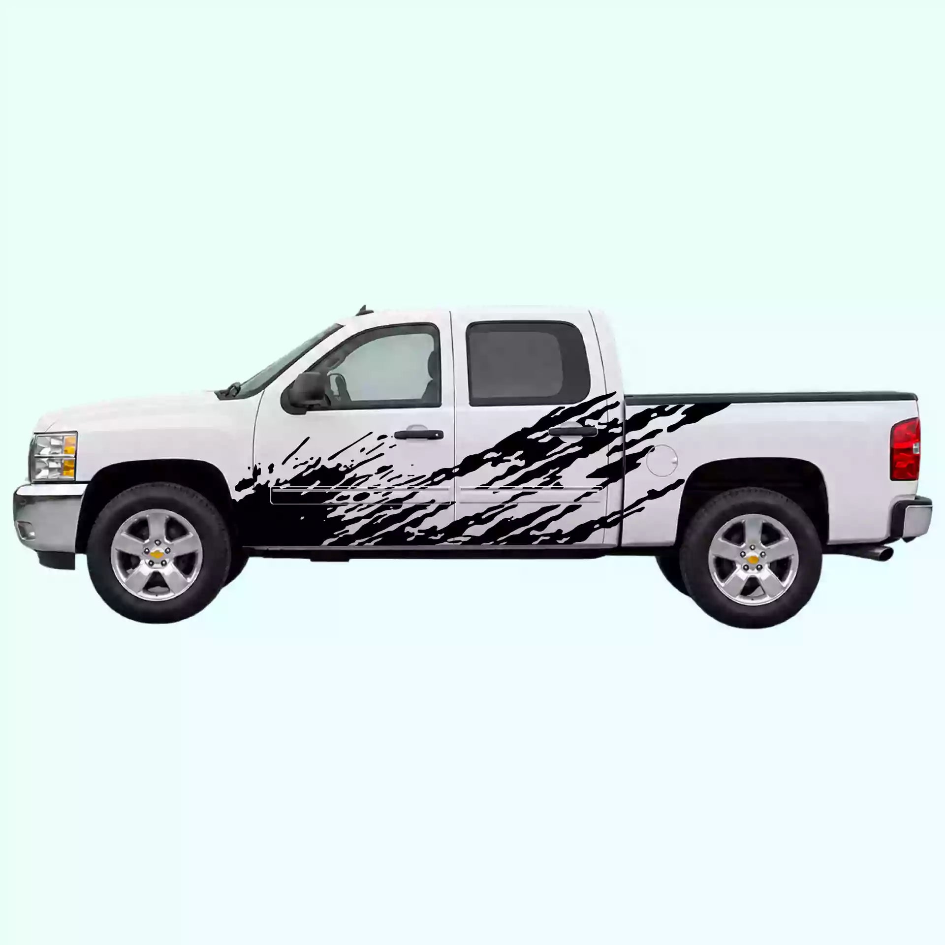 2007-2013 Chevrolet Silverado Mud Splash Side Decals Vinyl Graphics Kit Black