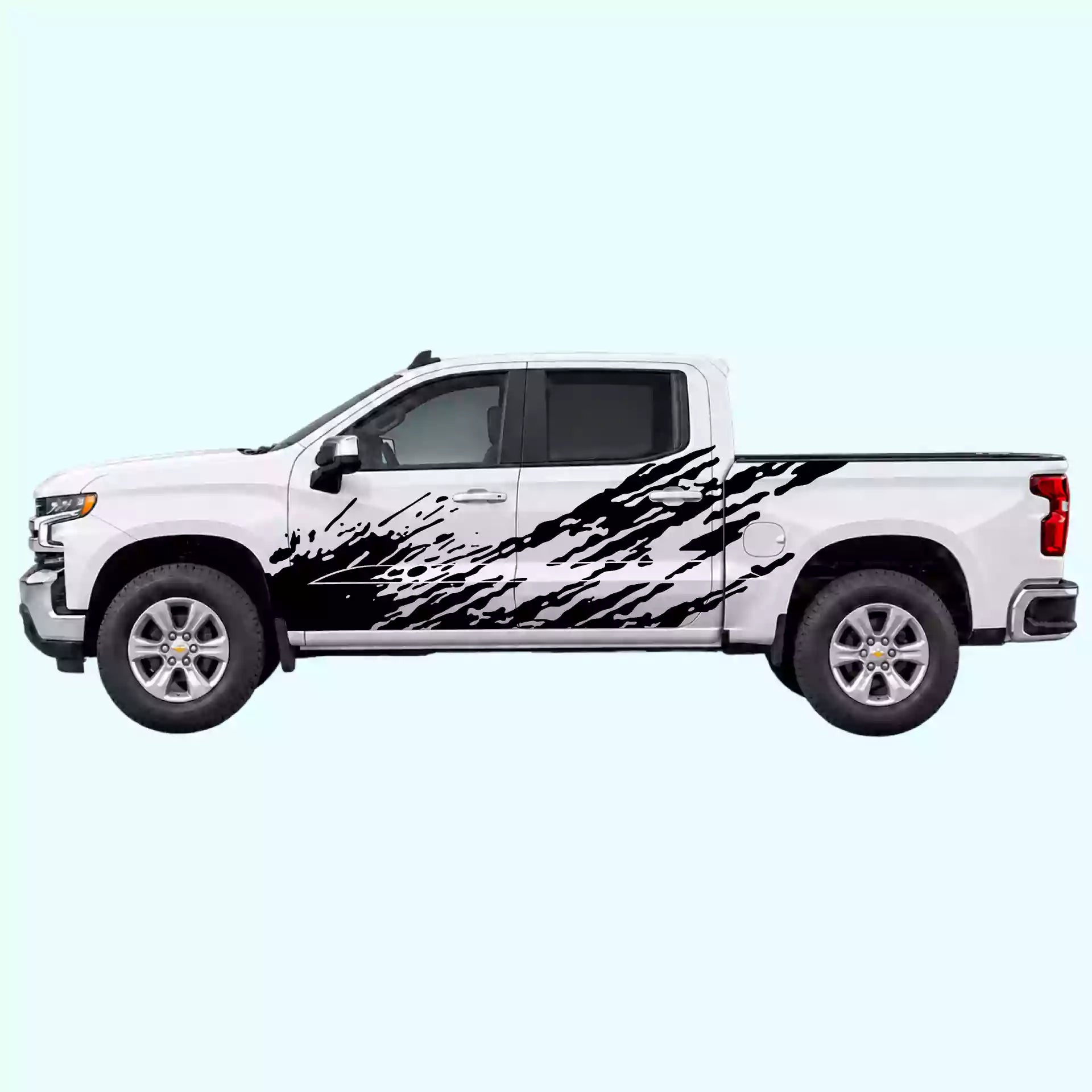 2019-present Chevrolet Silverado Mud Splash Side Decals Vinyl Graphics Kit Black