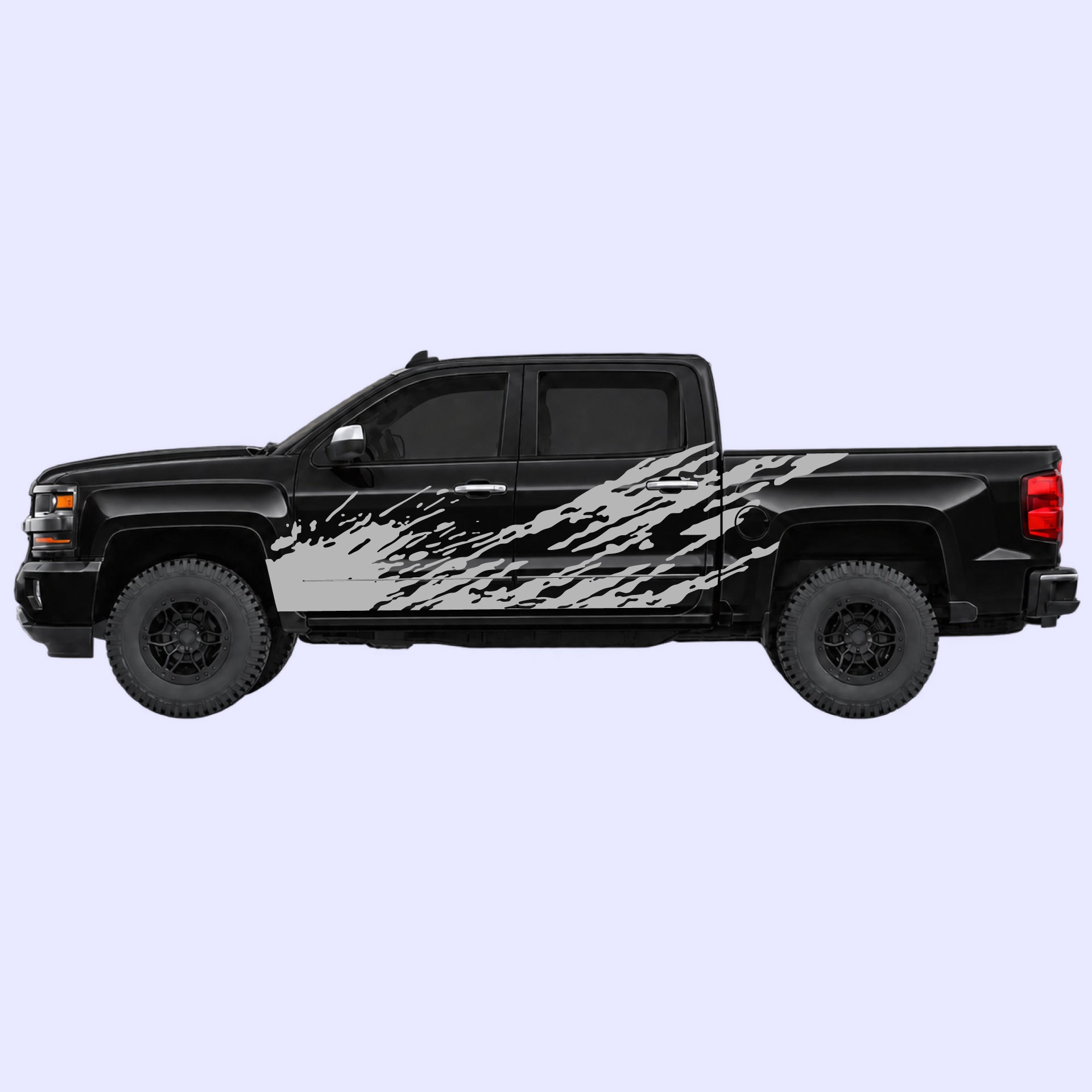 2014-2019 Chevrolet Silverado Mud Splash Side Decals Vinyl Graphics Kit Gray