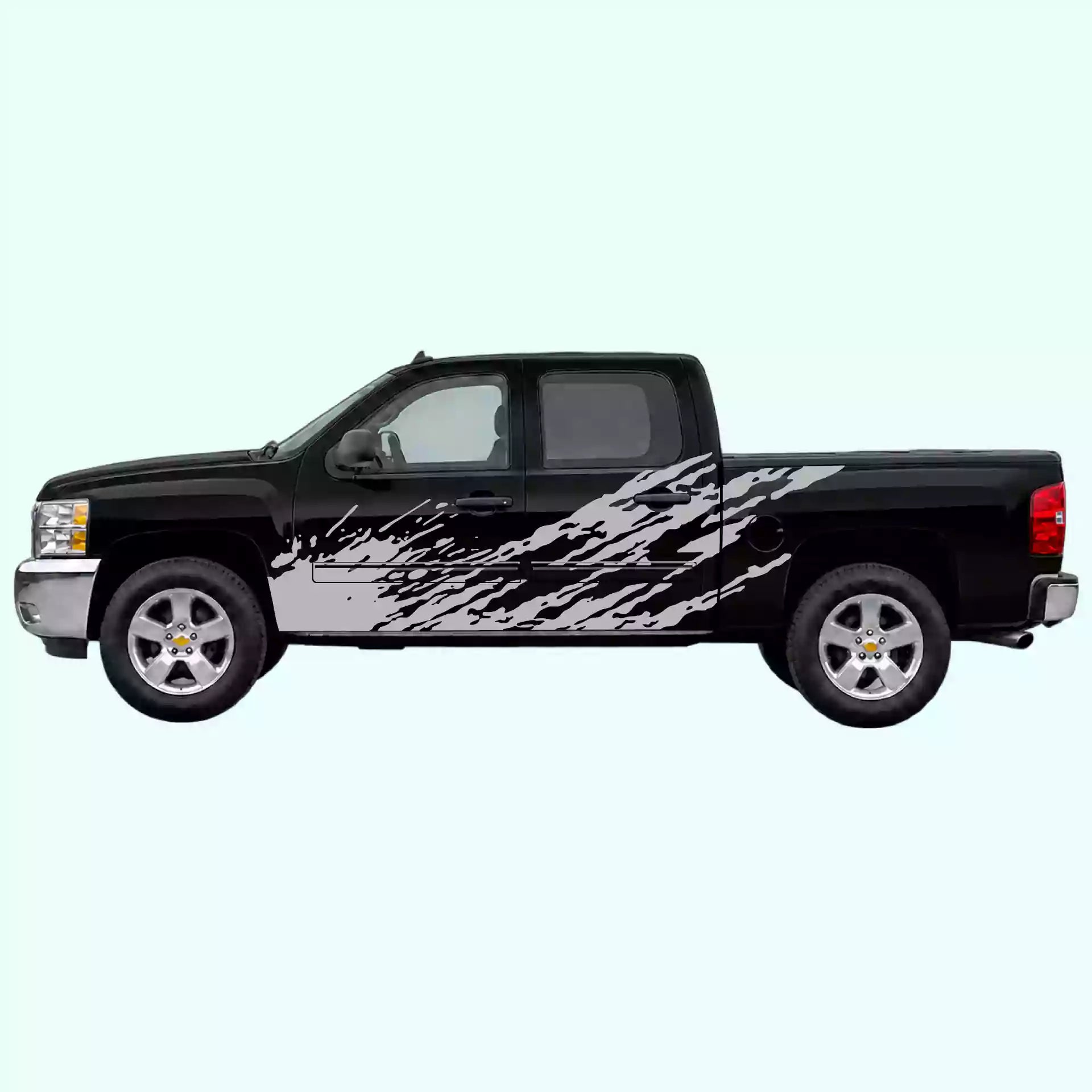 2007-2013 Chevrolet Silverado Mud Splash Side Decals Vinyl Graphics Kit Gray