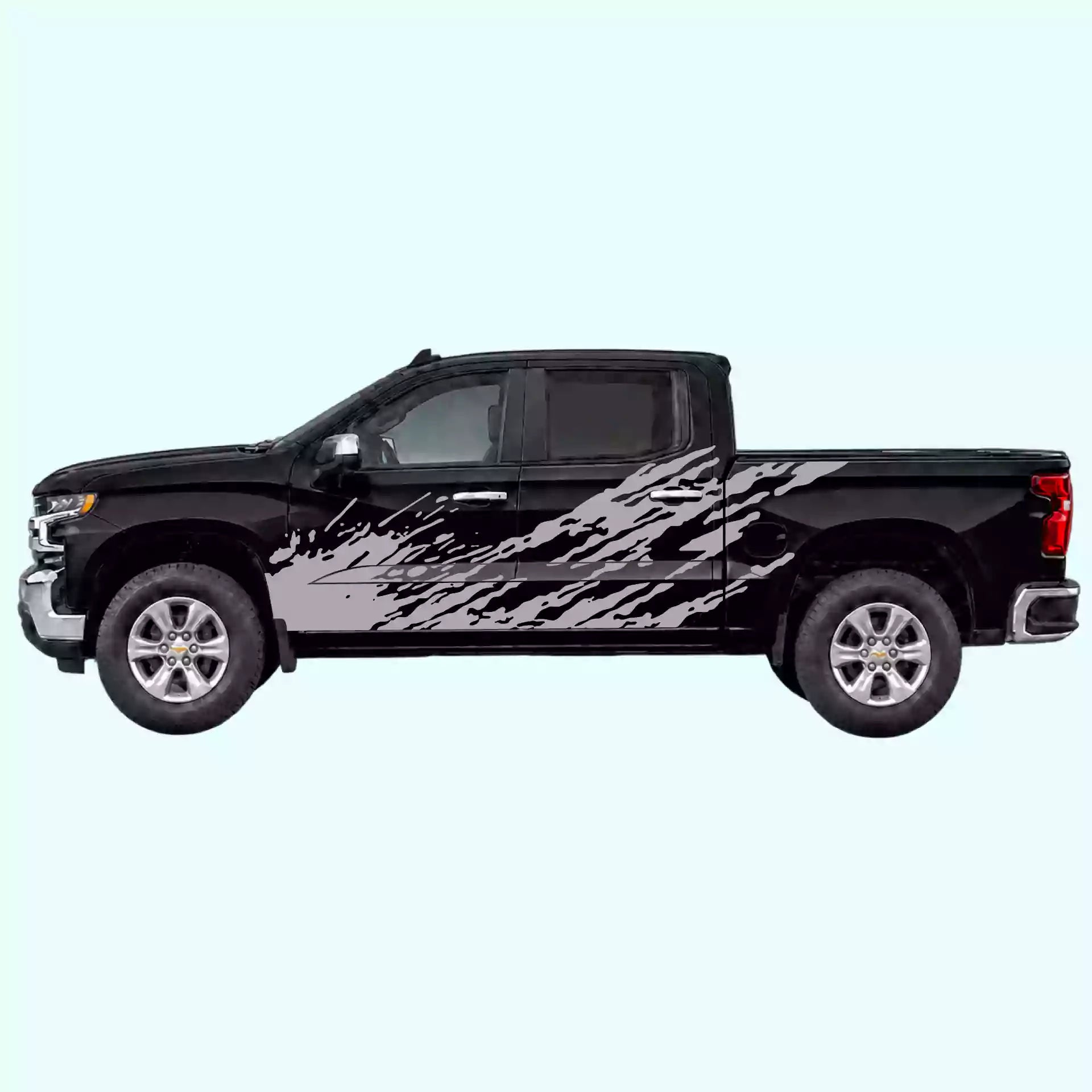 2019-present Chevrolet Silverado Mud Splash Side Decals Vinyl Graphics Kit Gray