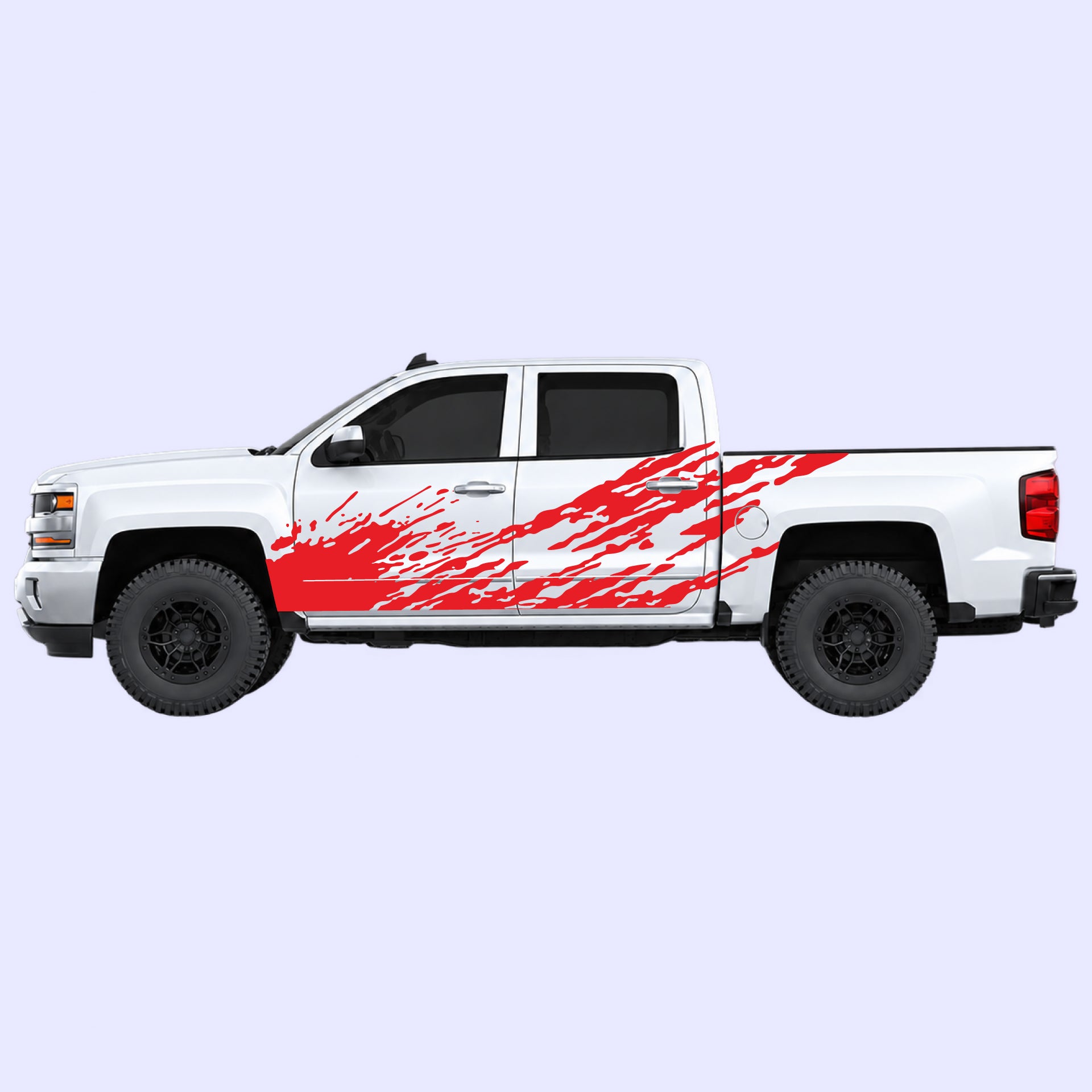 2014-2019 Chevrolet Silverado Mud Splash Side Decals Vinyl Graphics Kit Red