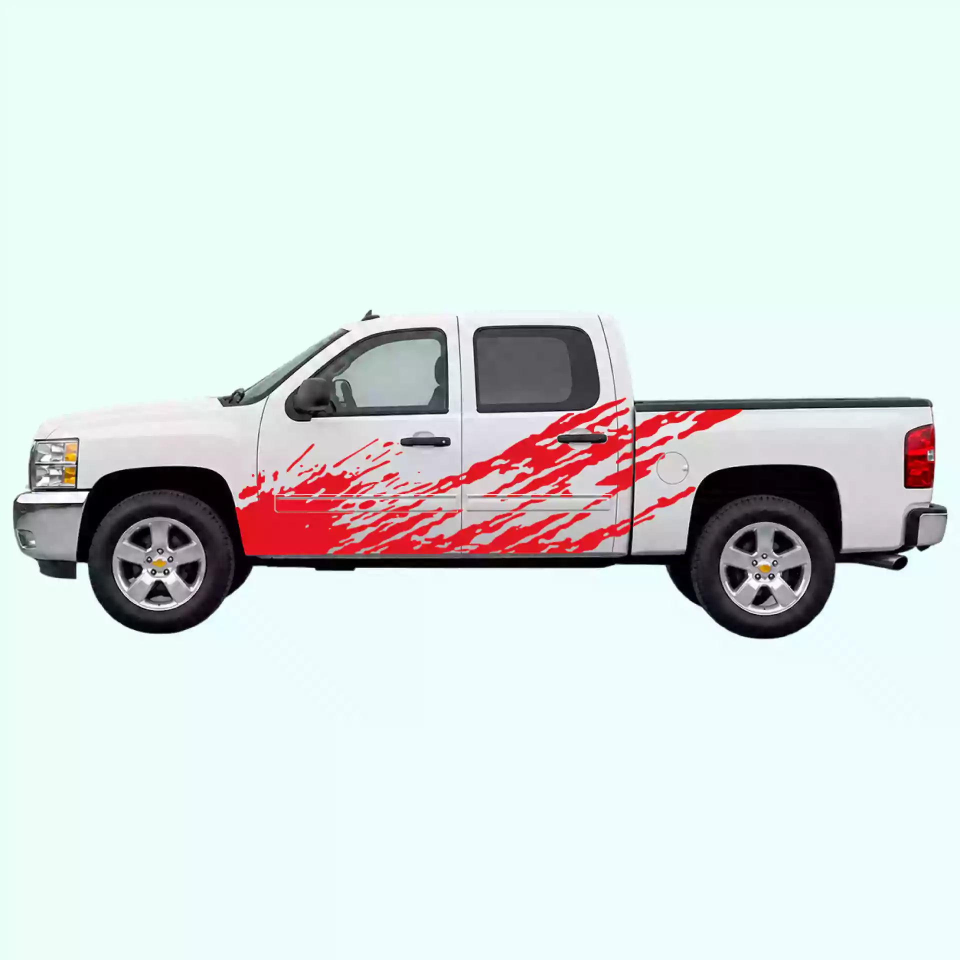 2007-2013 Chevrolet Silverado Mud Splash Side Decals Vinyl Graphics Kit Red