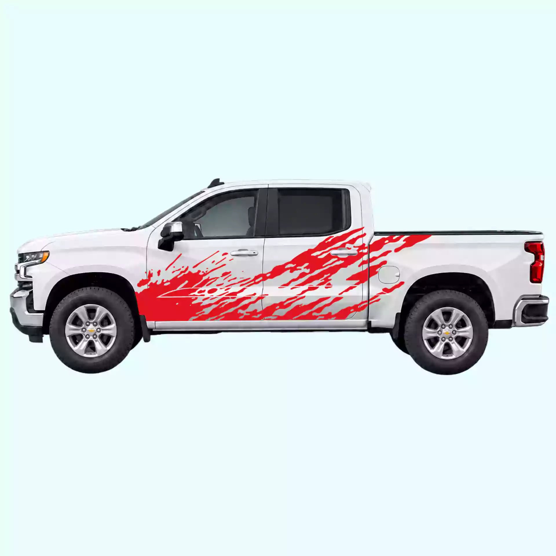 2019-present Chevrolet Silverado Mud Splash Side Decals Vinyl Graphics Kit Red