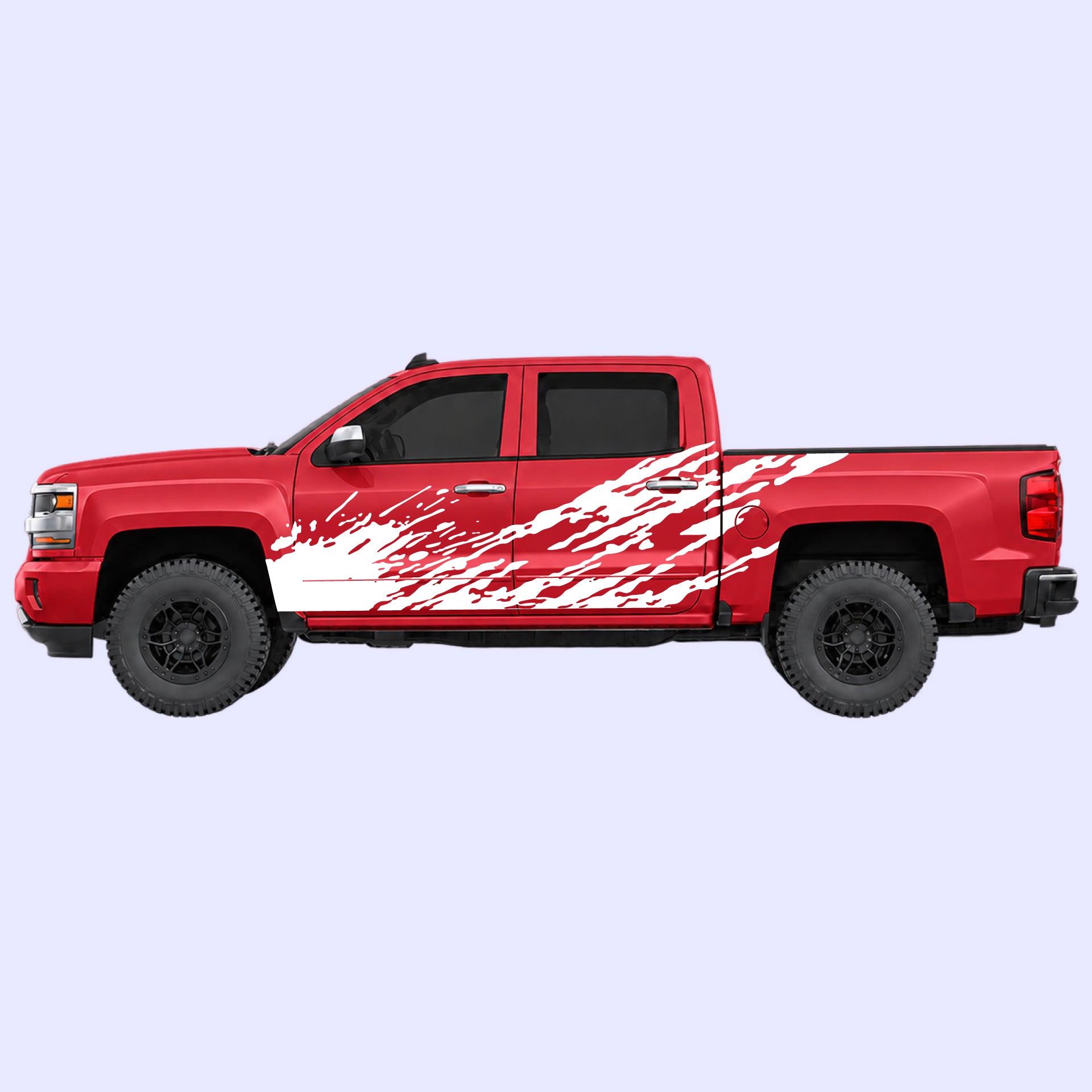 2014-2019 Chevrolet Silverado Mud Splash Side Decals Vinyl Graphics Kit White