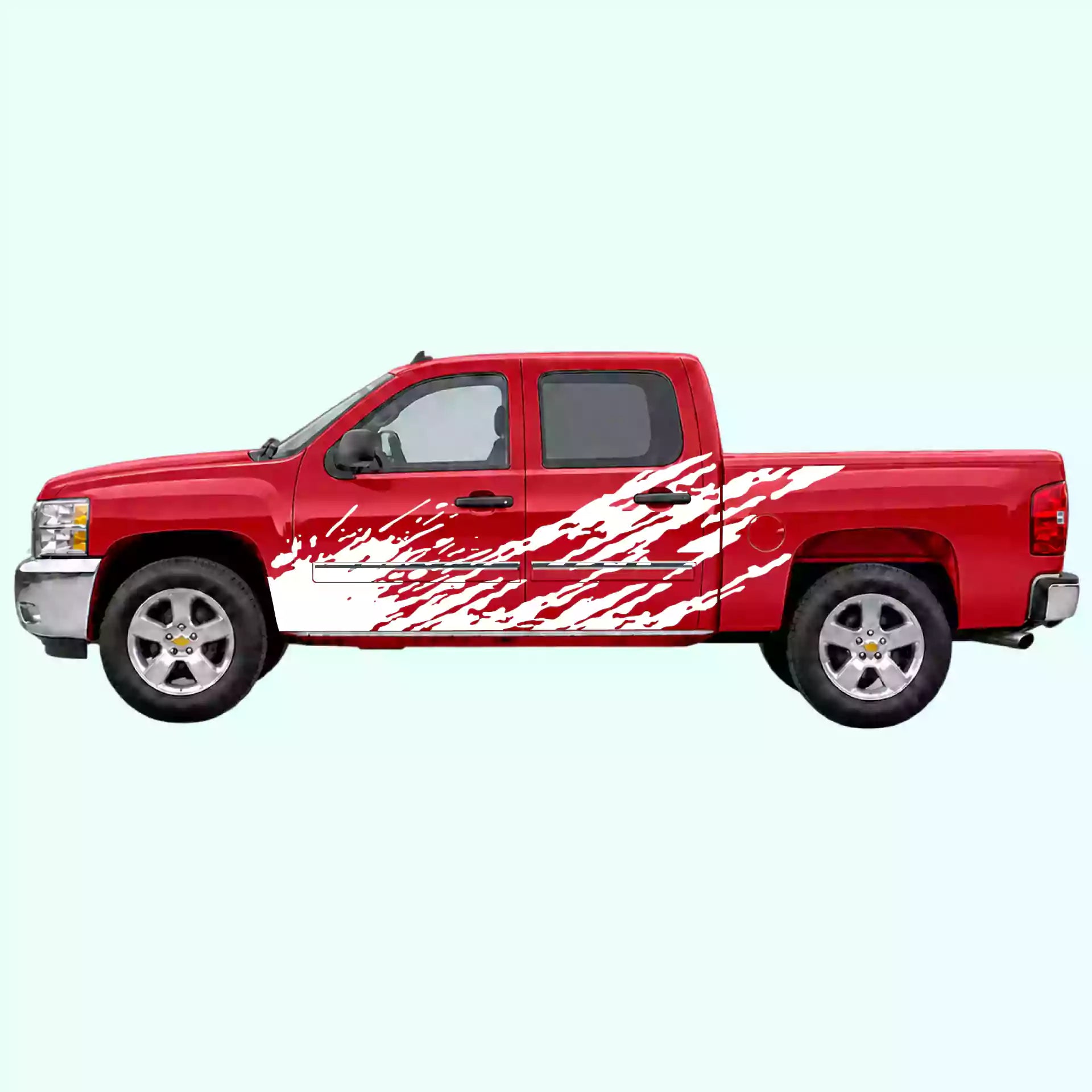 2007-2013 Chevrolet Silverado Mud Splash Side Decals Vinyl Graphics Kit White