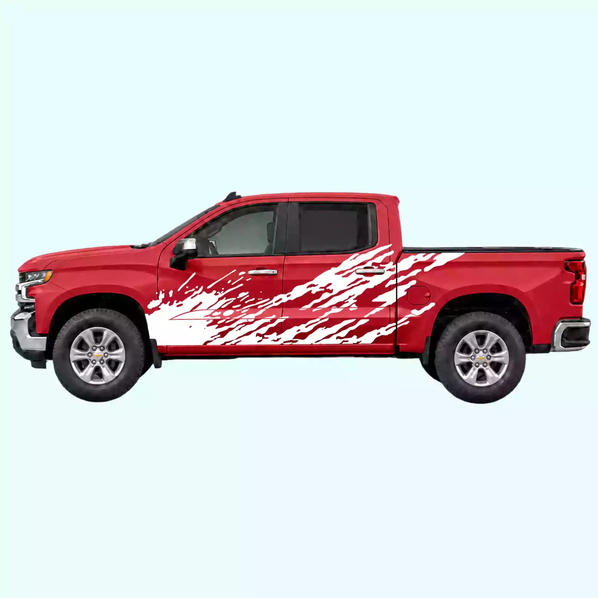 2019-present Chevrolet Silverado Mud Splash Side Decals Vinyl Graphics Kit White