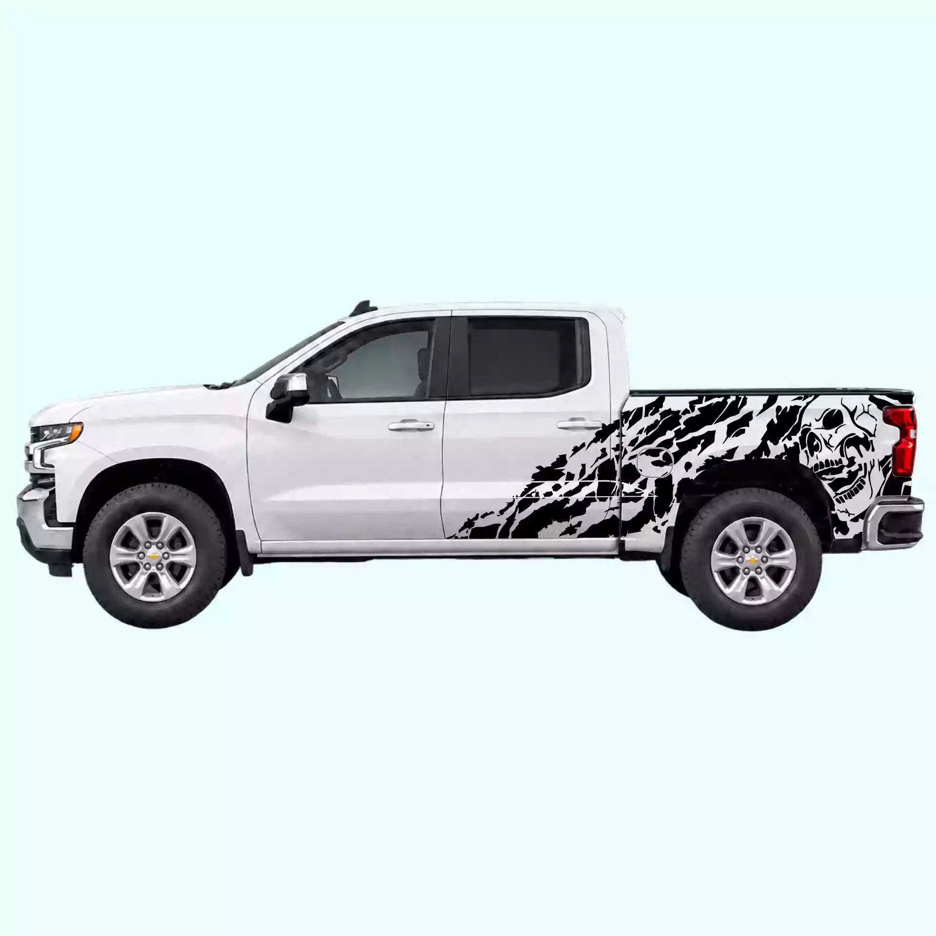 2019-present Chevrolet Silverado Nightmare Side Decals Vinyl Graphics Kit Black