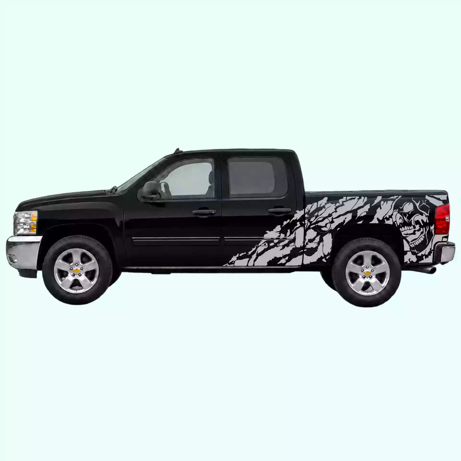 2007-2013 Chevrolet Silverado Nightmare Side Decals Vinyl Graphics Kit Gray