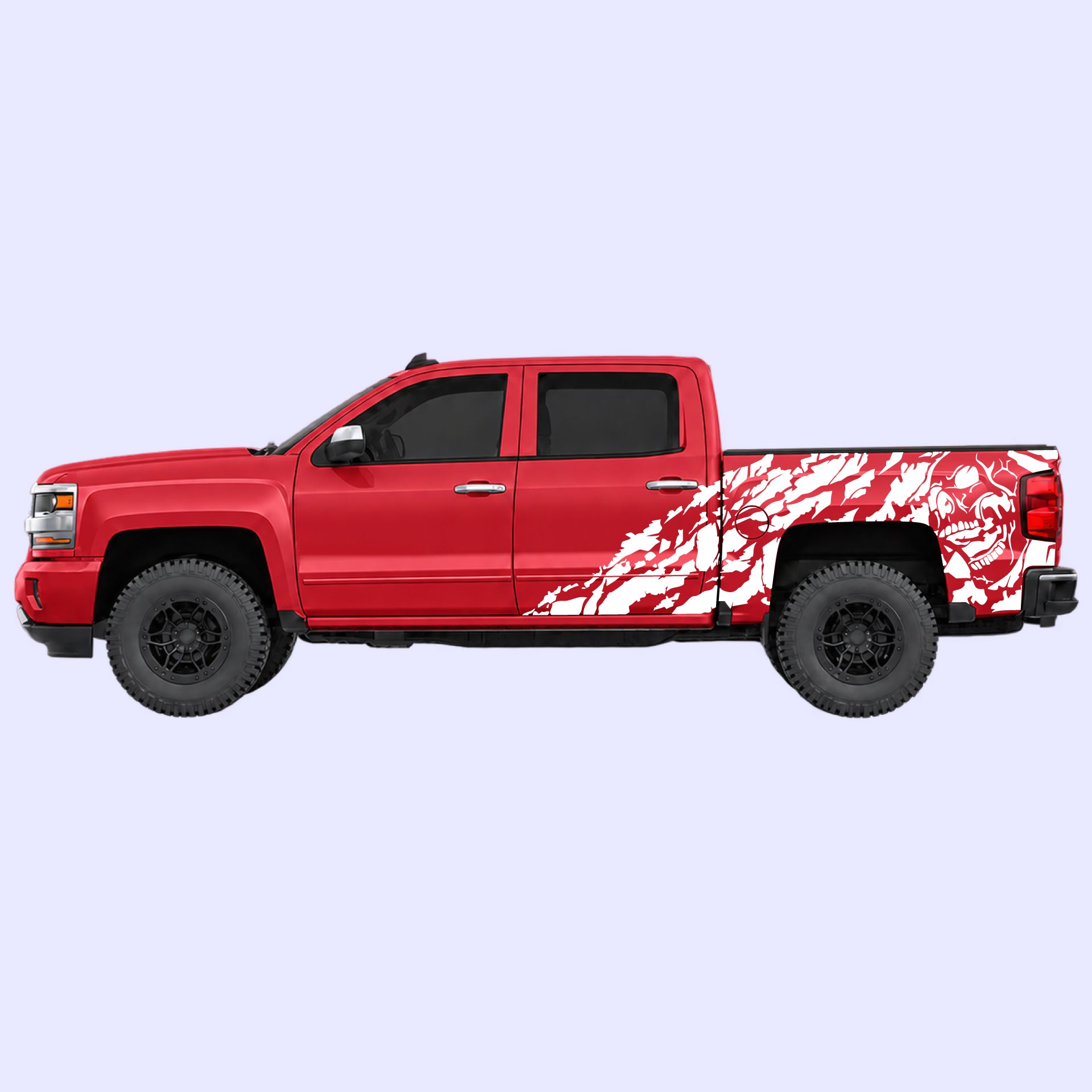 2014-2019 Chevrolet Silverado Nightmare Side Decals Vinyl Graphics Kit White