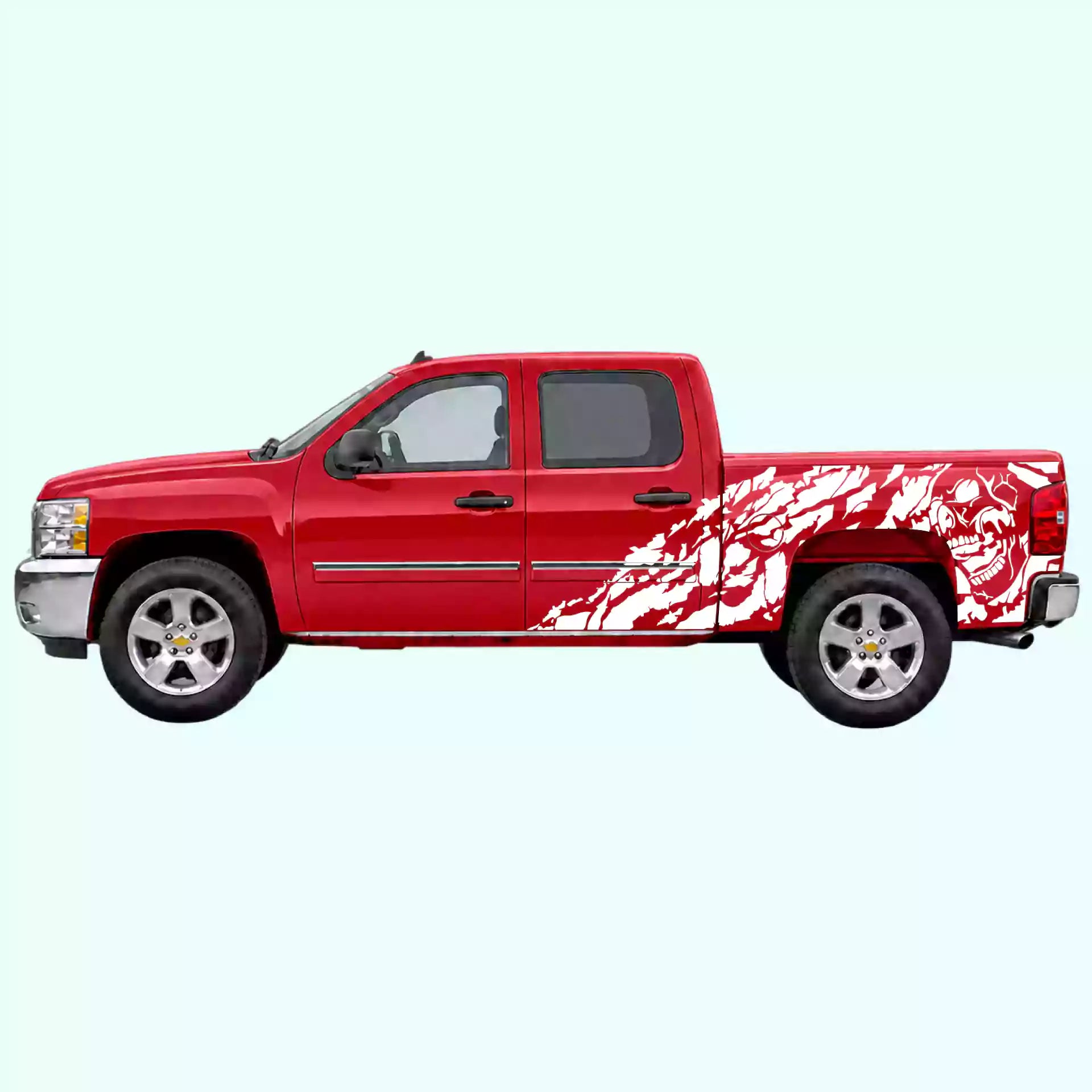 2007-2013 Chevrolet Silverado Nightmare Side Decals Vinyl Graphics Kit White