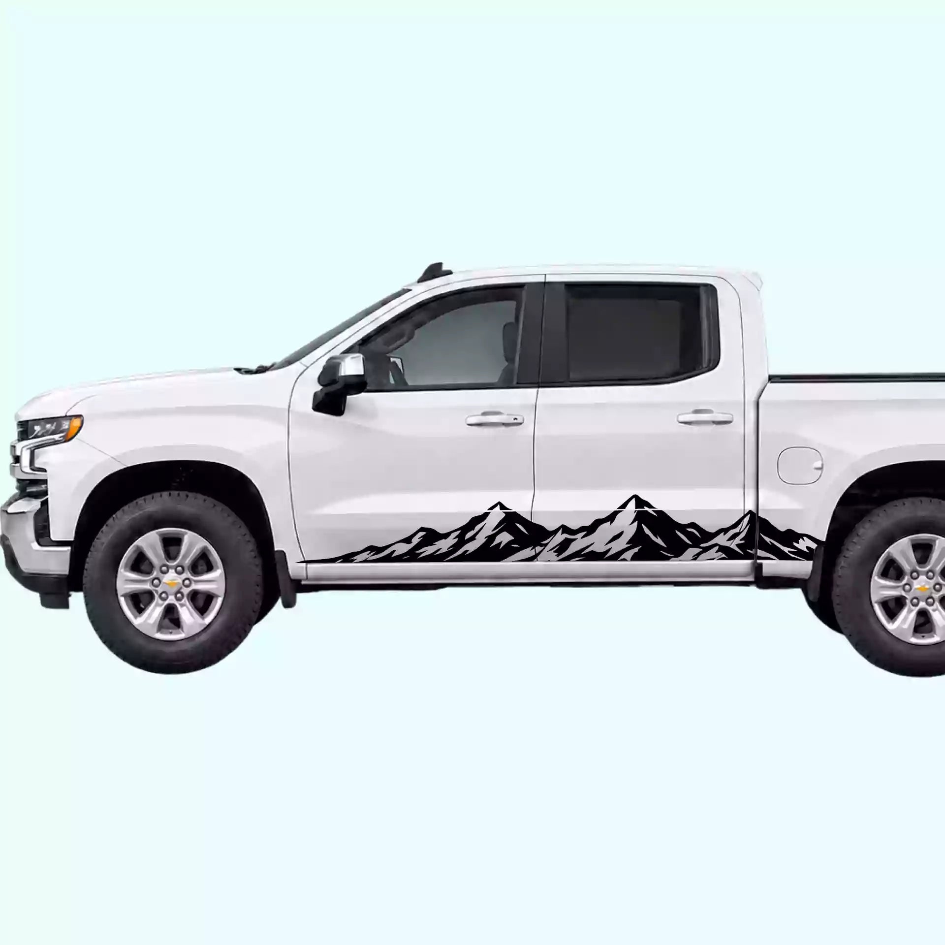 2019-present Chevrolet Silverado Peak Mountain Rocker Stripes Vinyl Graphics Kit Black