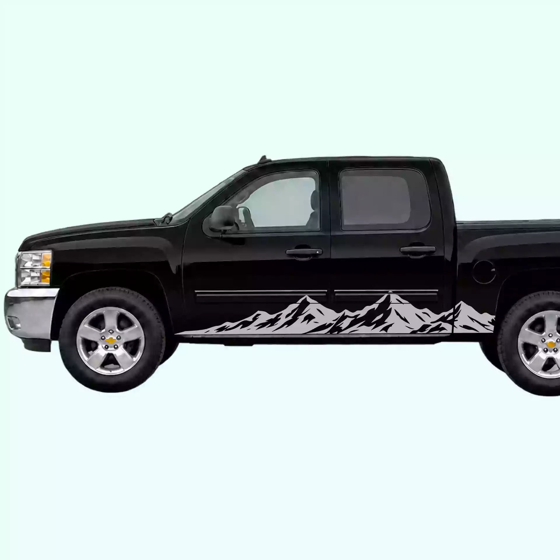 2007-2013 Chevrolet Silverado Peak Mountain Rocker Stripes Vinyl Graphics Kit Gray