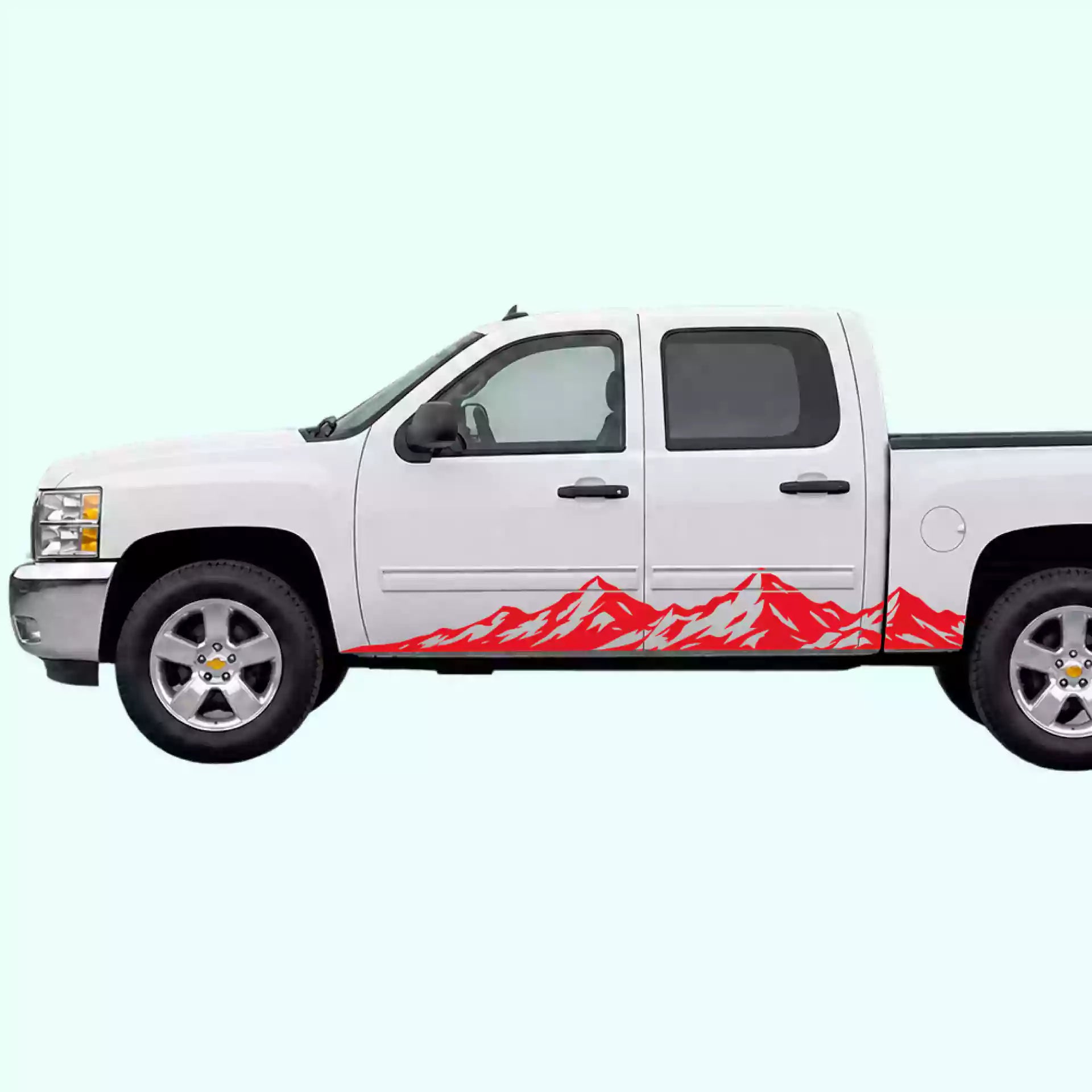 2007-2013 Chevrolet Silverado Peak Mountain Rocker Stripes Vinyl Graphics Kit Red