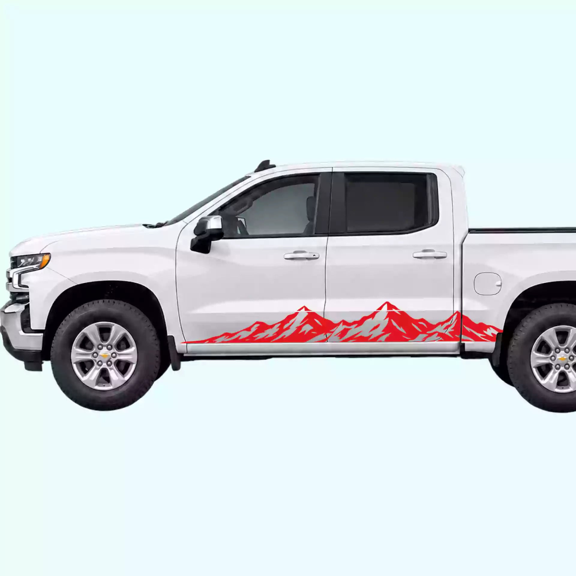 2019-present Chevrolet Silverado Peak Mountain Rocker Stripes Vinyl Graphics Kit Red
