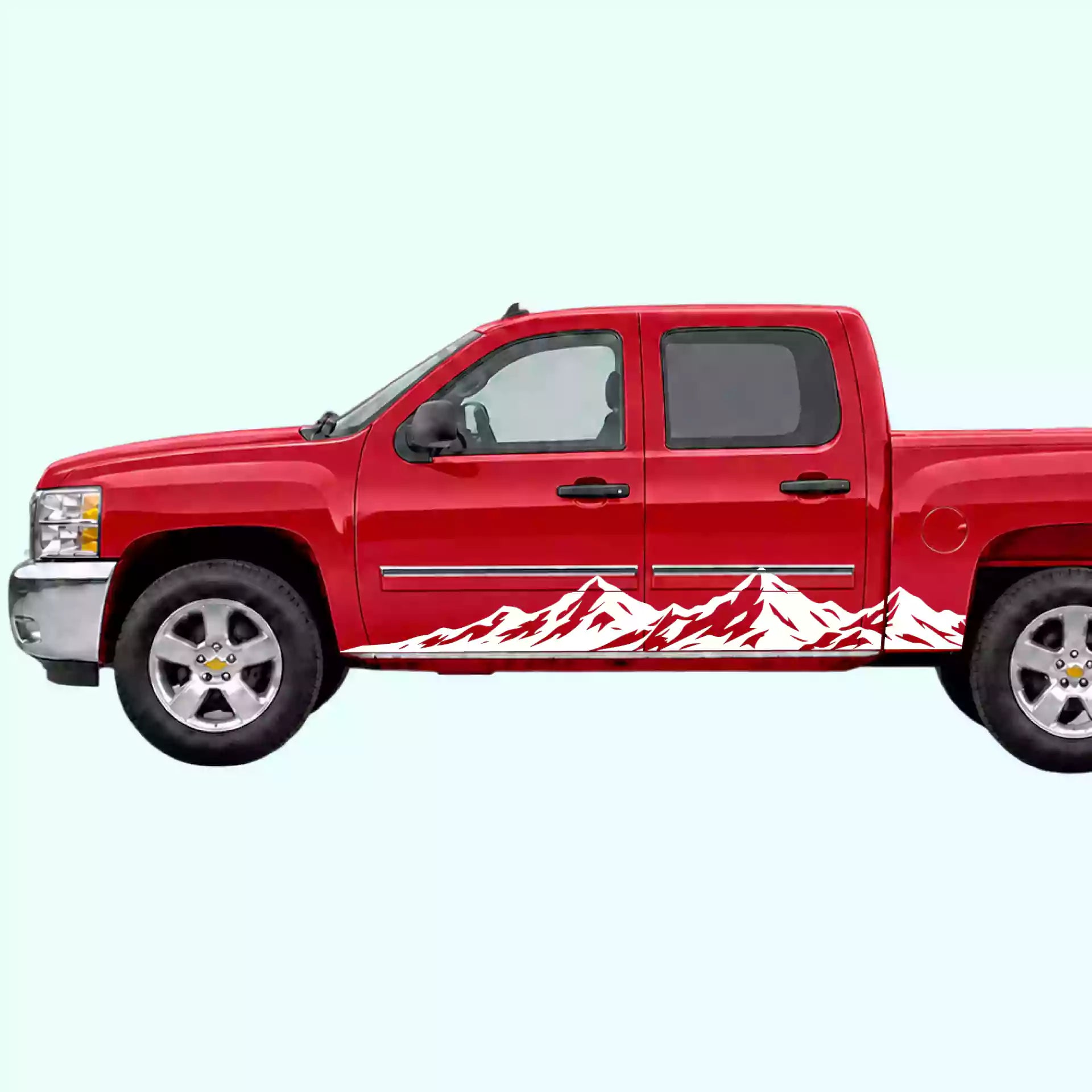 2007-2013 Chevrolet Silverado Peak Mountain Rocker Stripes Vinyl Graphics Kit White