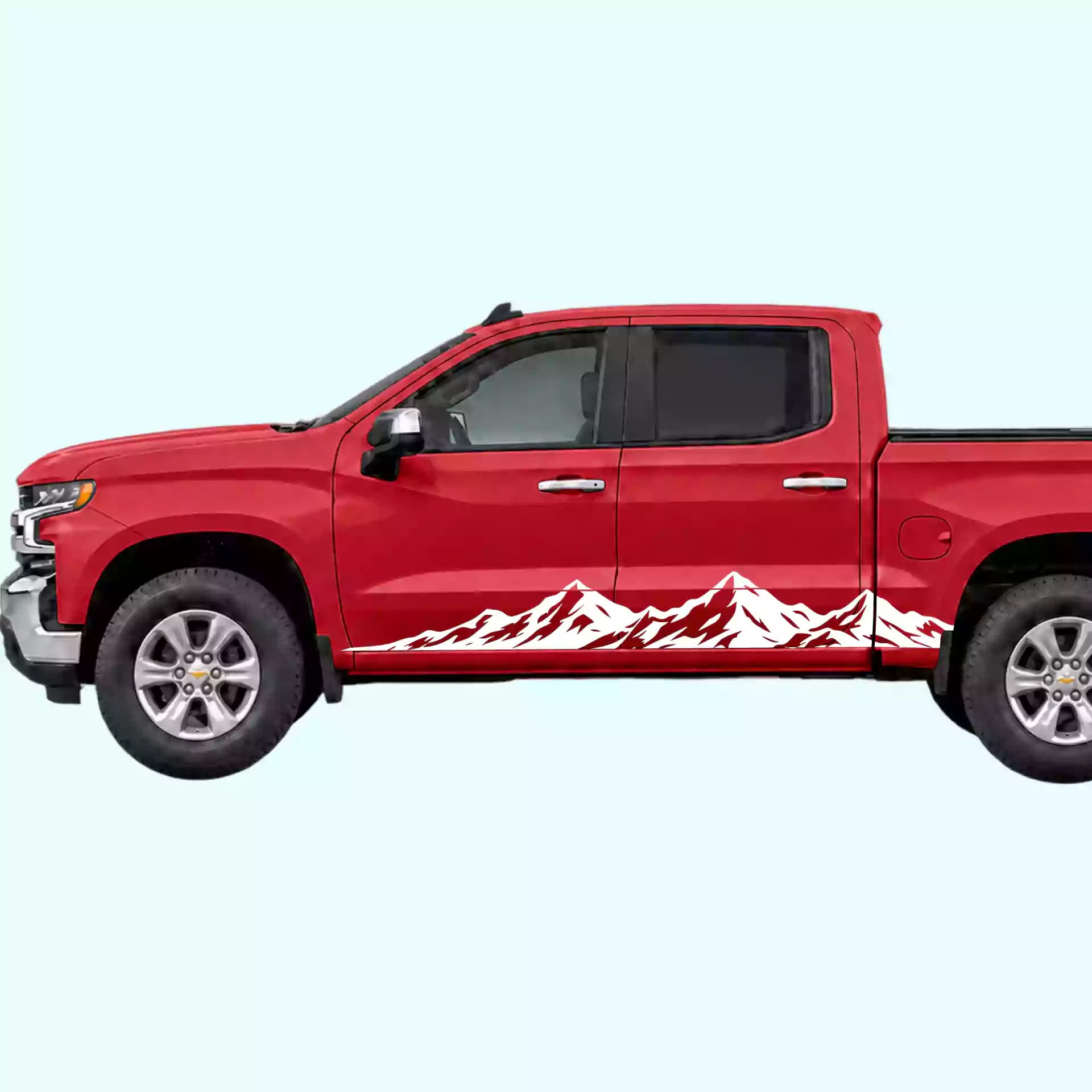 2019-present Chevrolet Silverado Peak Mountain Rocker Stripes Vinyl Graphics Kit White