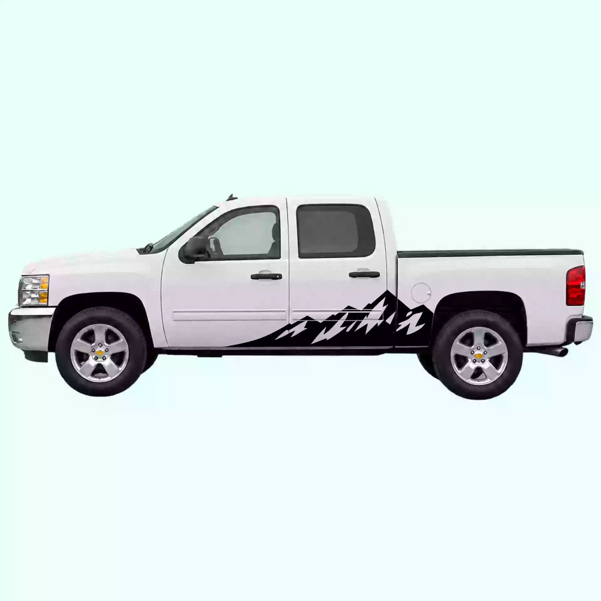 2007-2013 Chevrolet Silverado Peak Mountain Side Decals Vinyl Graphics Kit Black