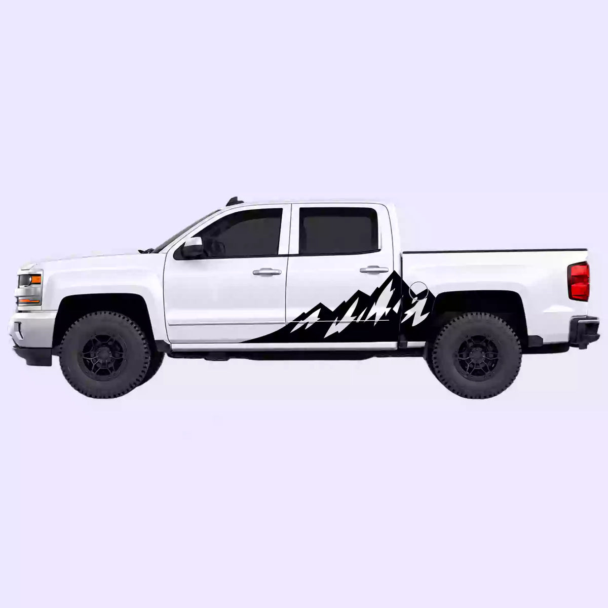 2014-2018 Chevrolet Silverado Peak Mountain Side Decals Vinyl Graphics Kit Black