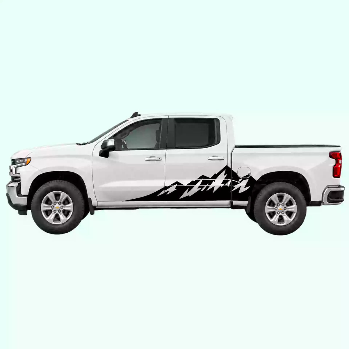2019-present Chevrolet Silverado Peak Mountain Side Decals Vinyl Graphics Kit Black