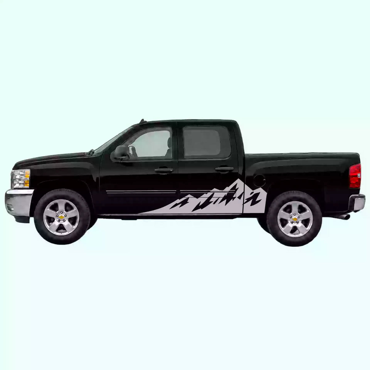 2007-2013 Chevrolet Silverado Peak Mountain Side Decals Vinyl Graphics Kit Gray