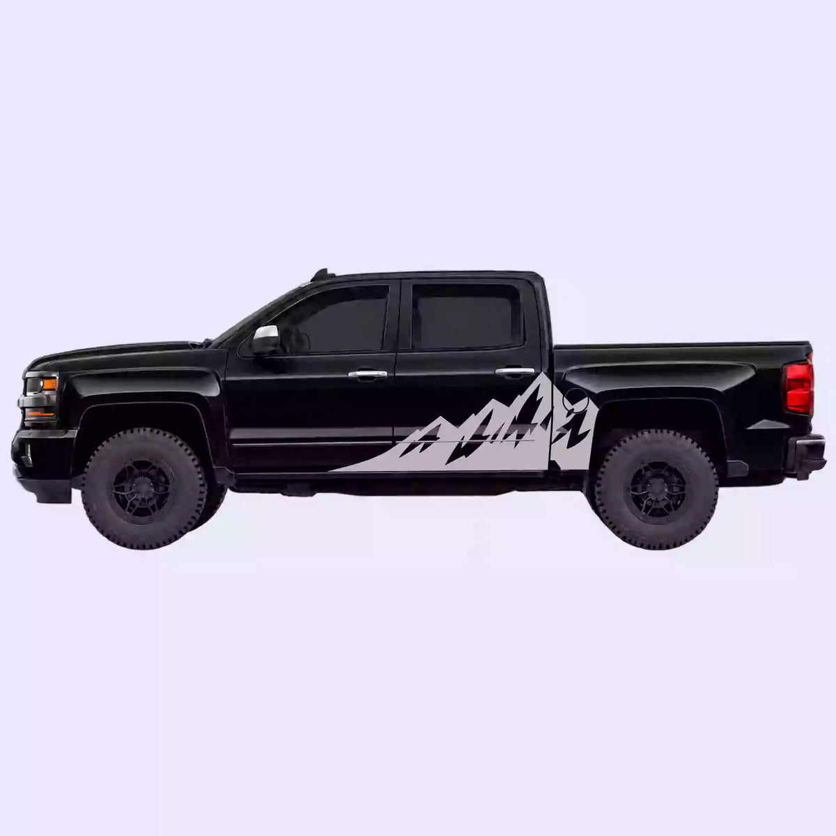 2014-2018 Chevrolet Silverado Peak Mountain Side Decals Vinyl Graphics Kit Gray