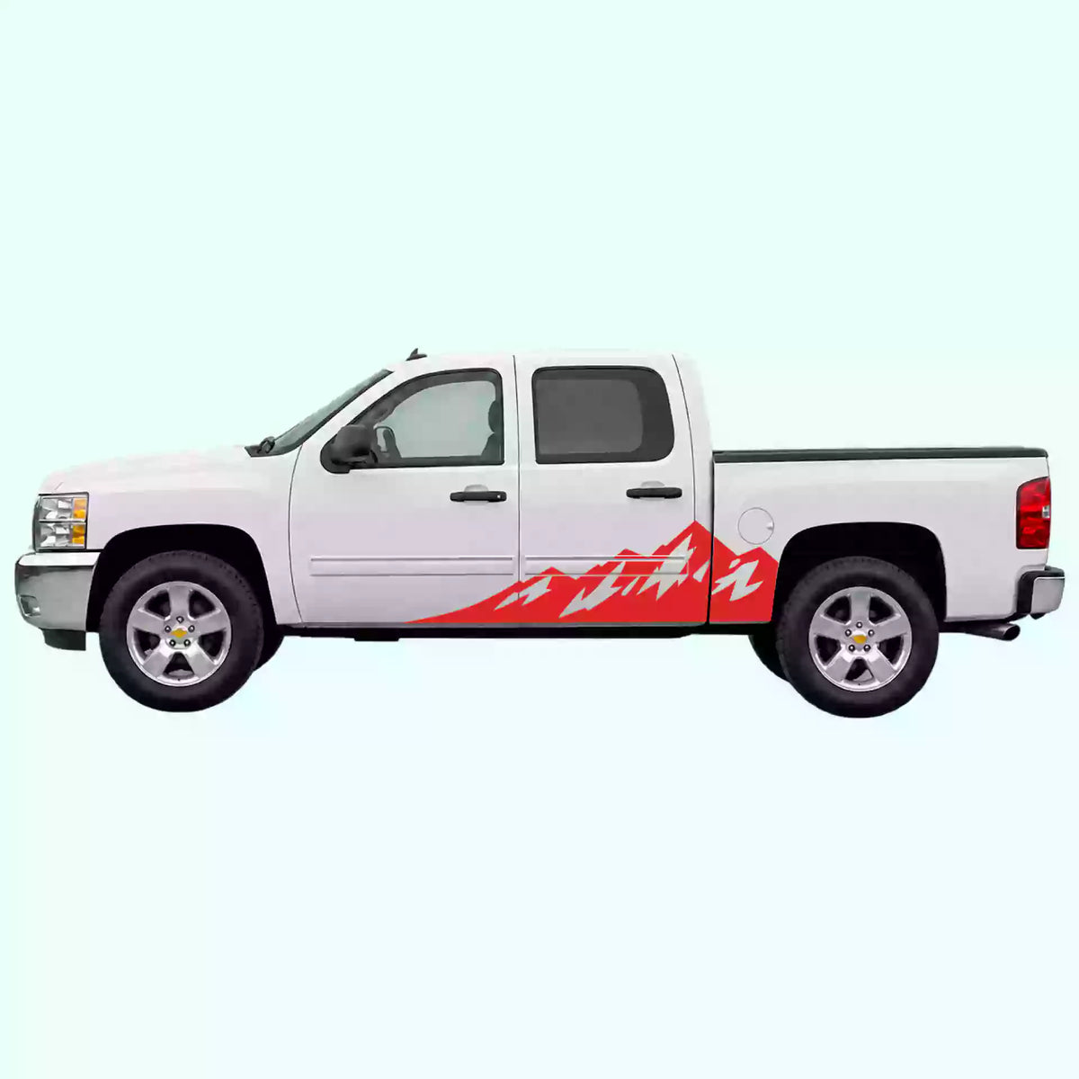 2007-2013 Chevrolet Silverado Peak Mountain Side Decals Vinyl Graphics Kit Red