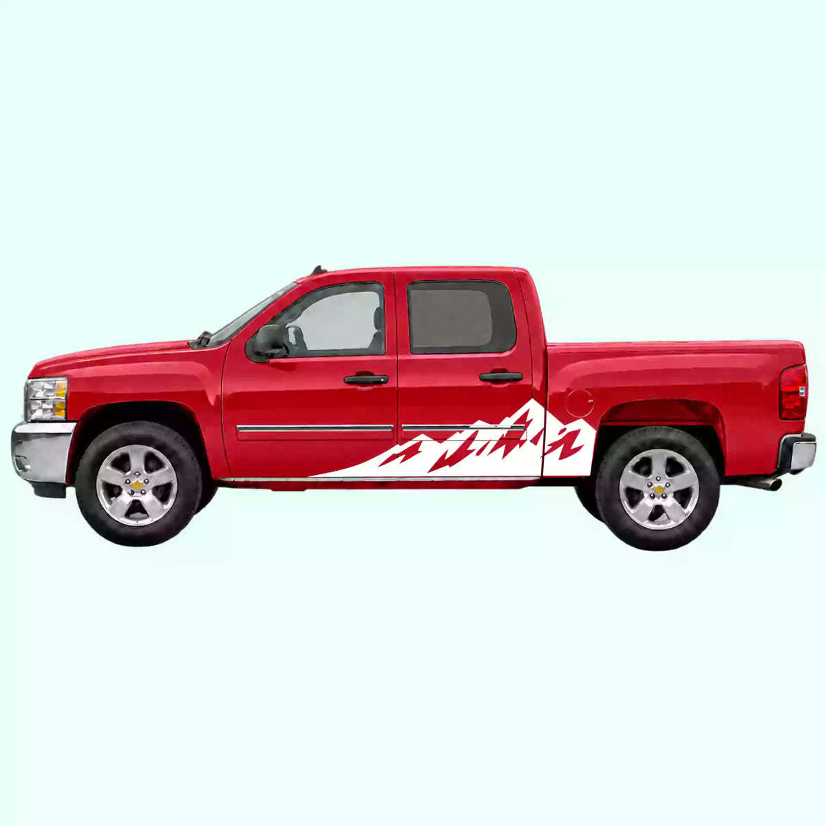 2007-2013 Chevrolet Silverado Peak Mountain Side Decals Vinyl Graphics Kit White