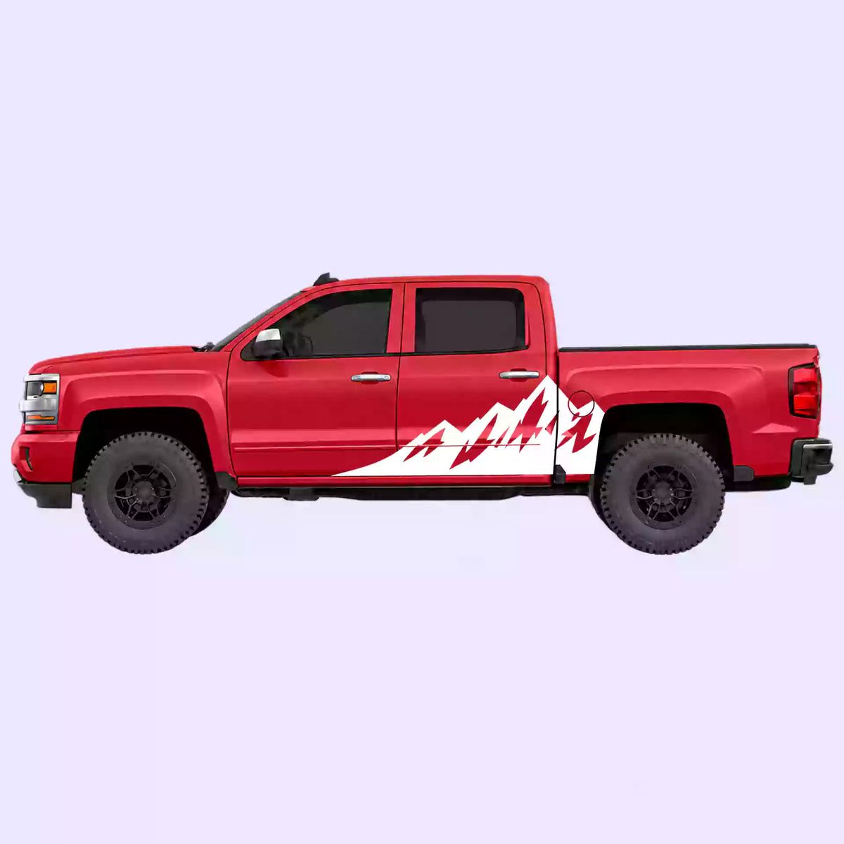 2014-2018 Chevrolet Silverado Peak Mountain Side Decals Vinyl Graphics Kit White
