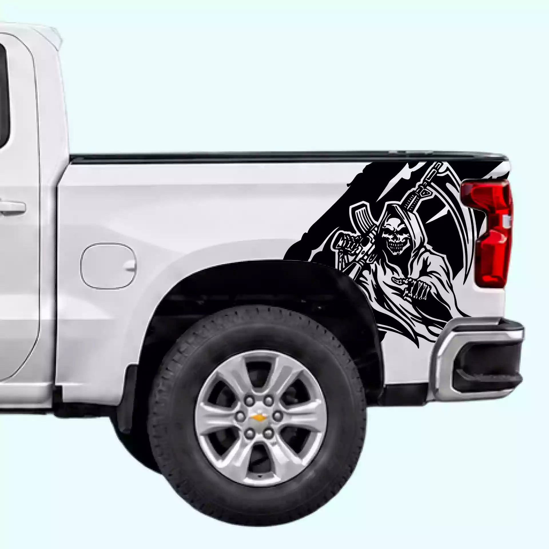 2019-present Chevrolet Silverado Reaper Bed Decals Vinyl Graphics Kit Black