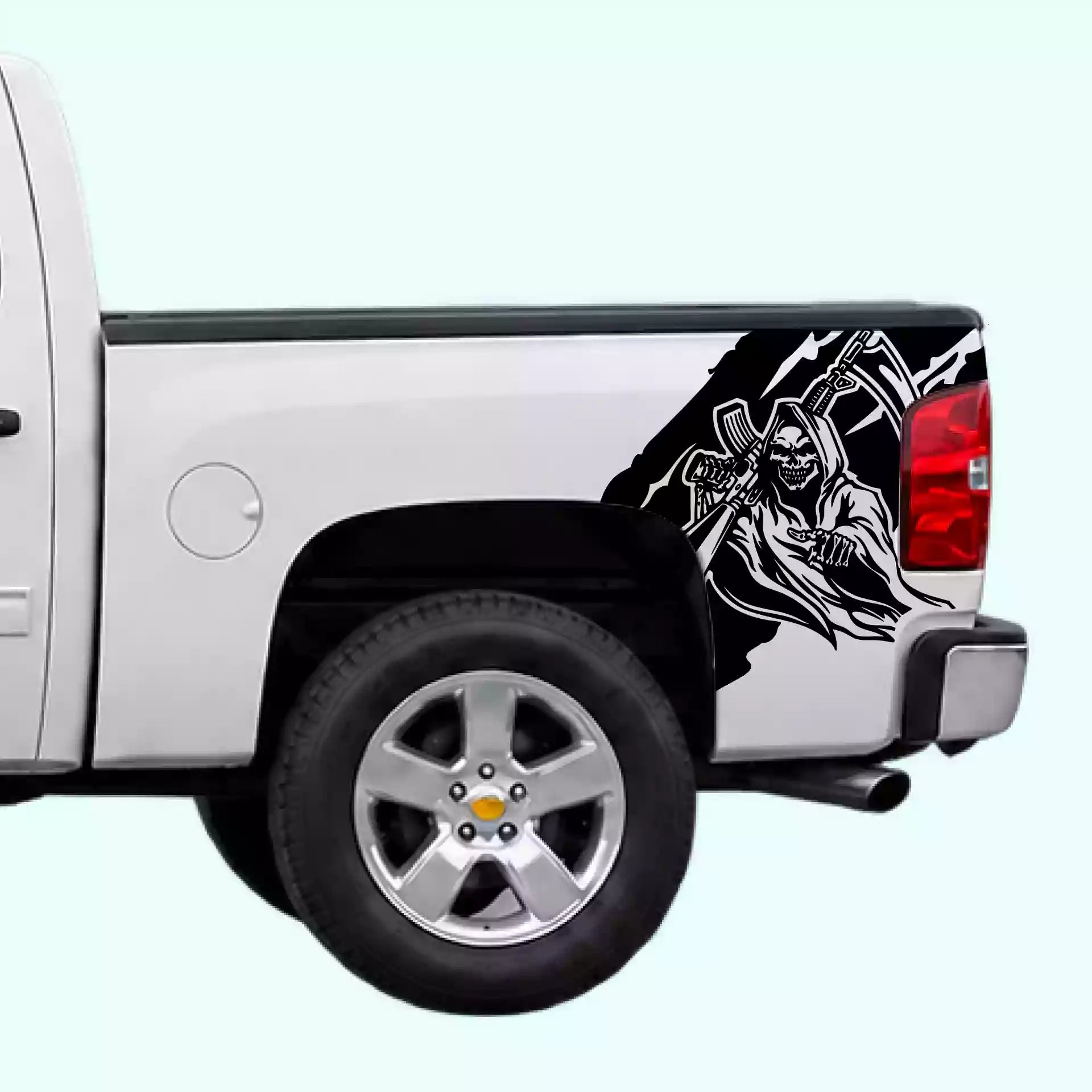 2007-2013 Chevrolet Silverado Reaper Bed Decals Vinyl Graphics Kit Black