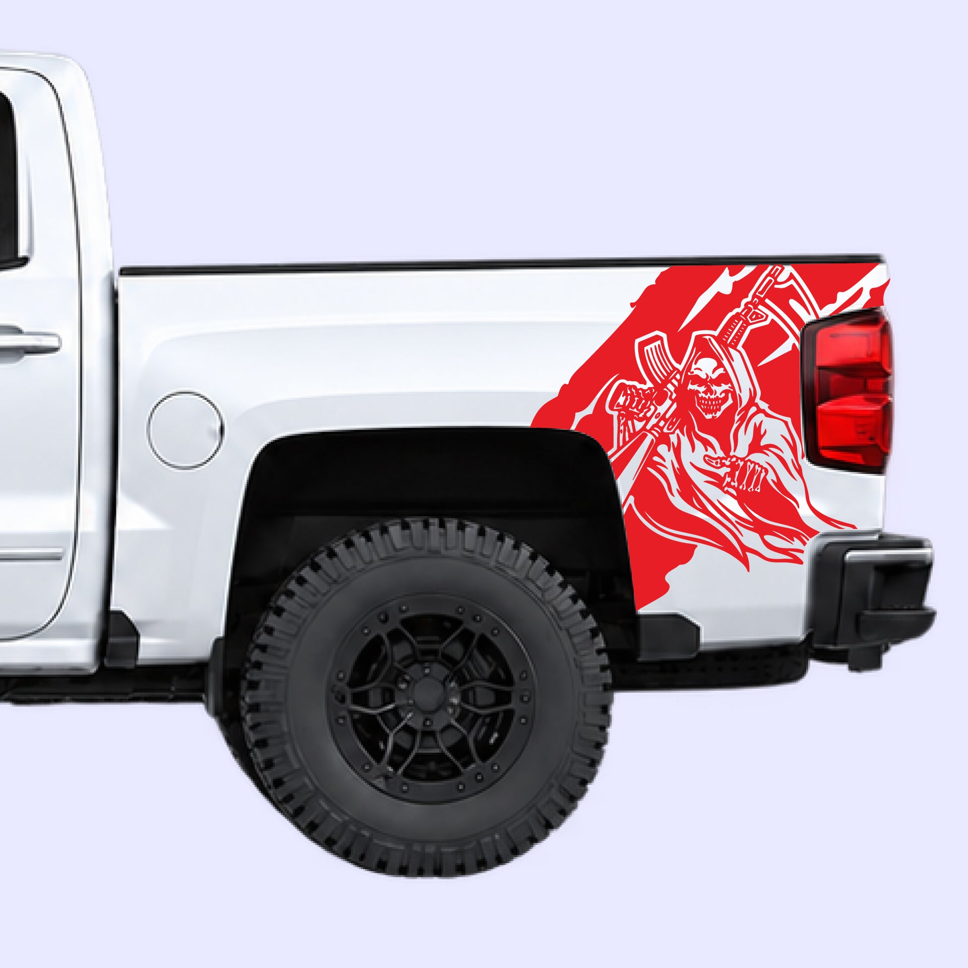 2014-2019 Chevrolet Silverado Reaper Bed Decals Vinyl Graphics Kit Red