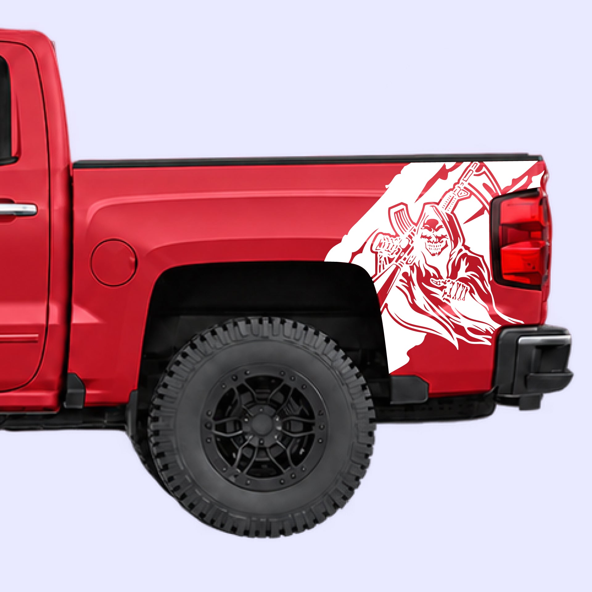 2014-2019 Chevrolet Silverado Reaper Bed Decals Vinyl Graphics Kit White