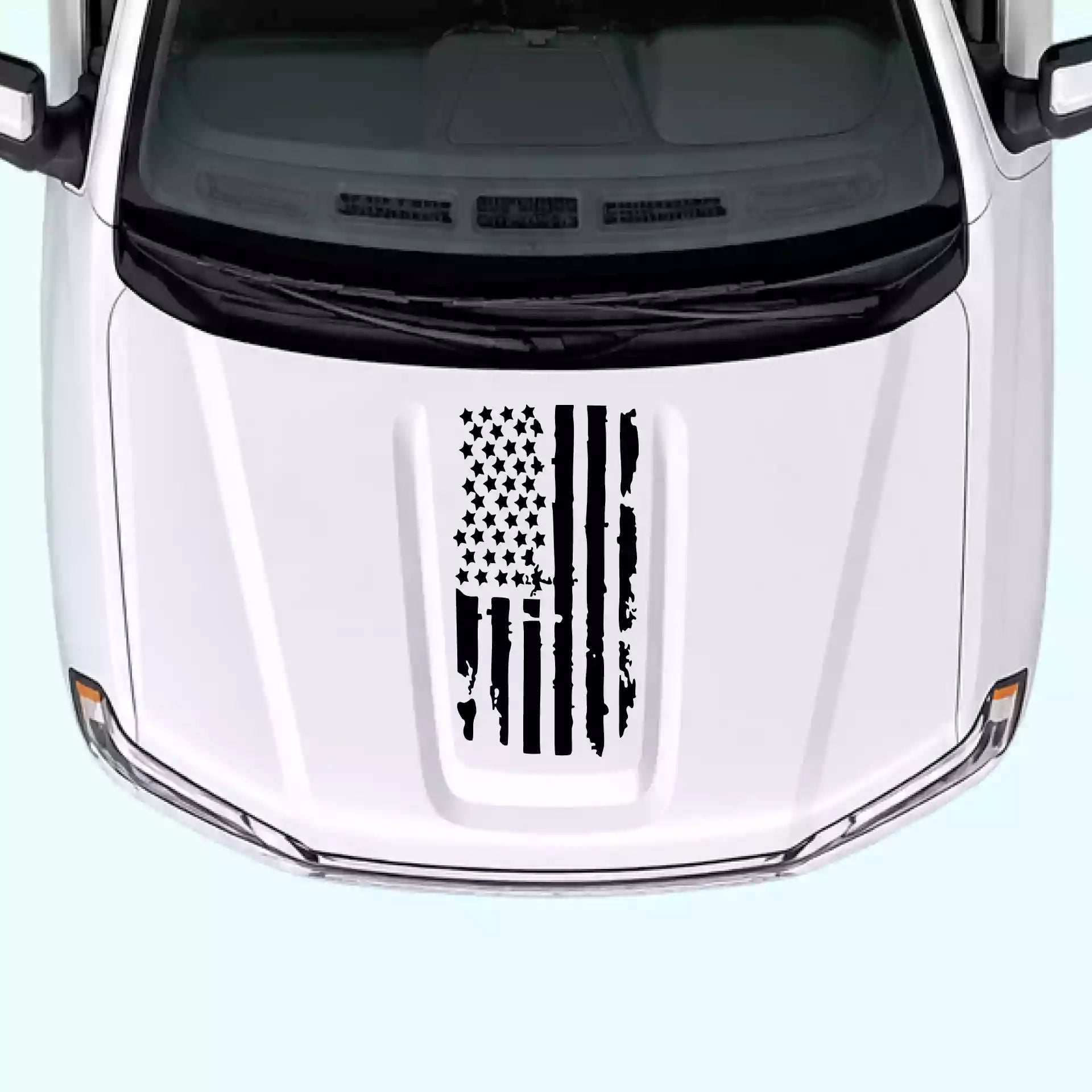 2019-present Chevrolet Silverado Shred American Flag Hood Decals Vinyl Graphics Kit Black
