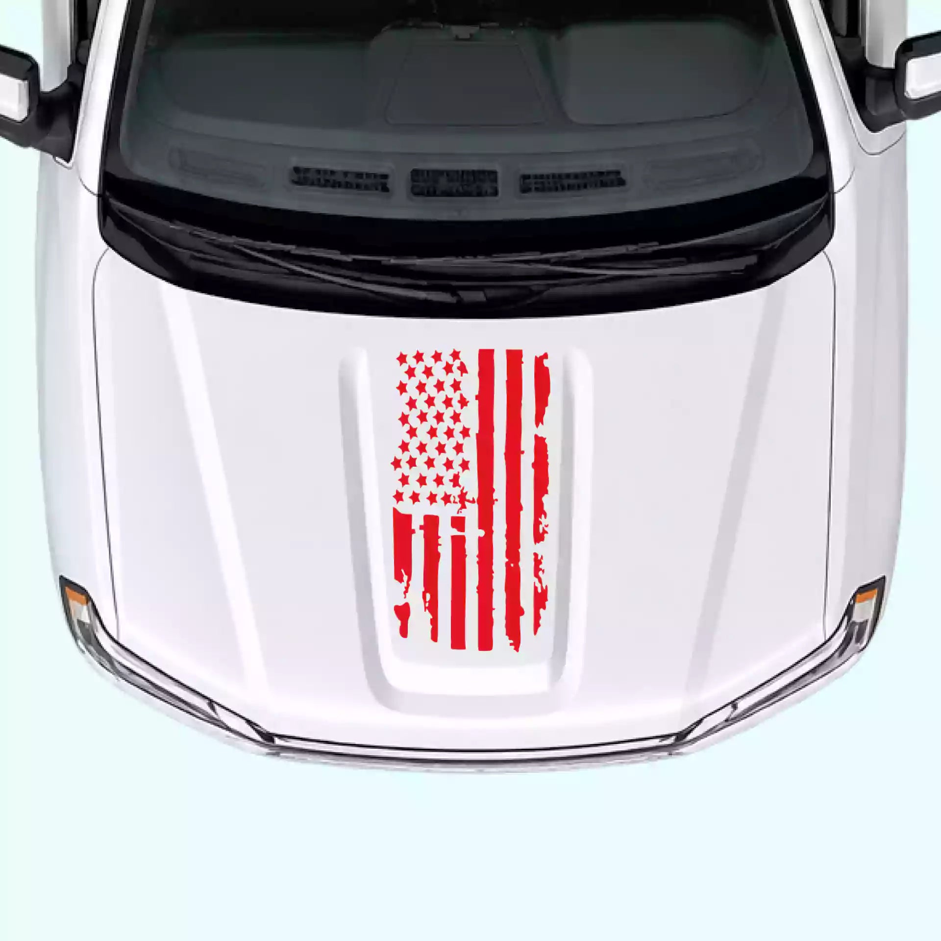 2019-present Chevrolet Silverado Shred American Flag Hood Decals Vinyl Graphics Kit Red