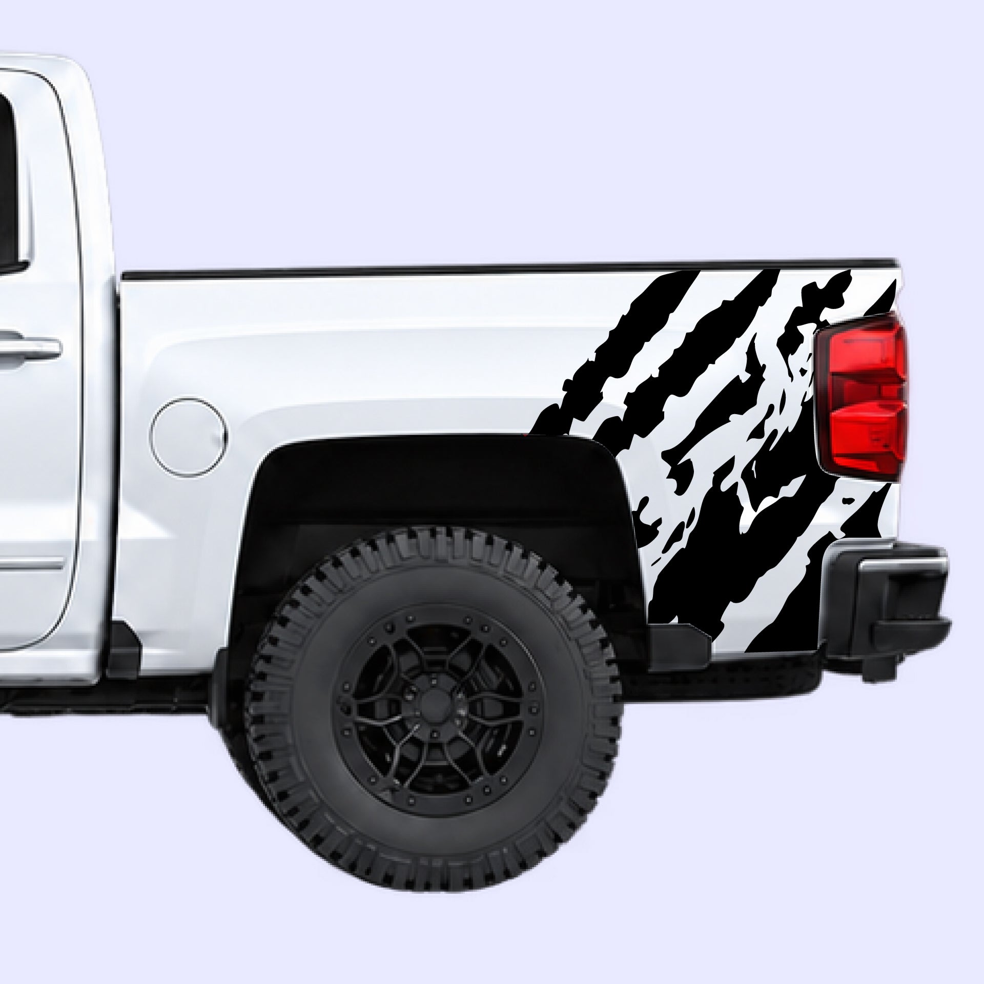2014-2019 Chevrolet Silverado Shred Bed Side Decals Vinyl Graphics Kit Black