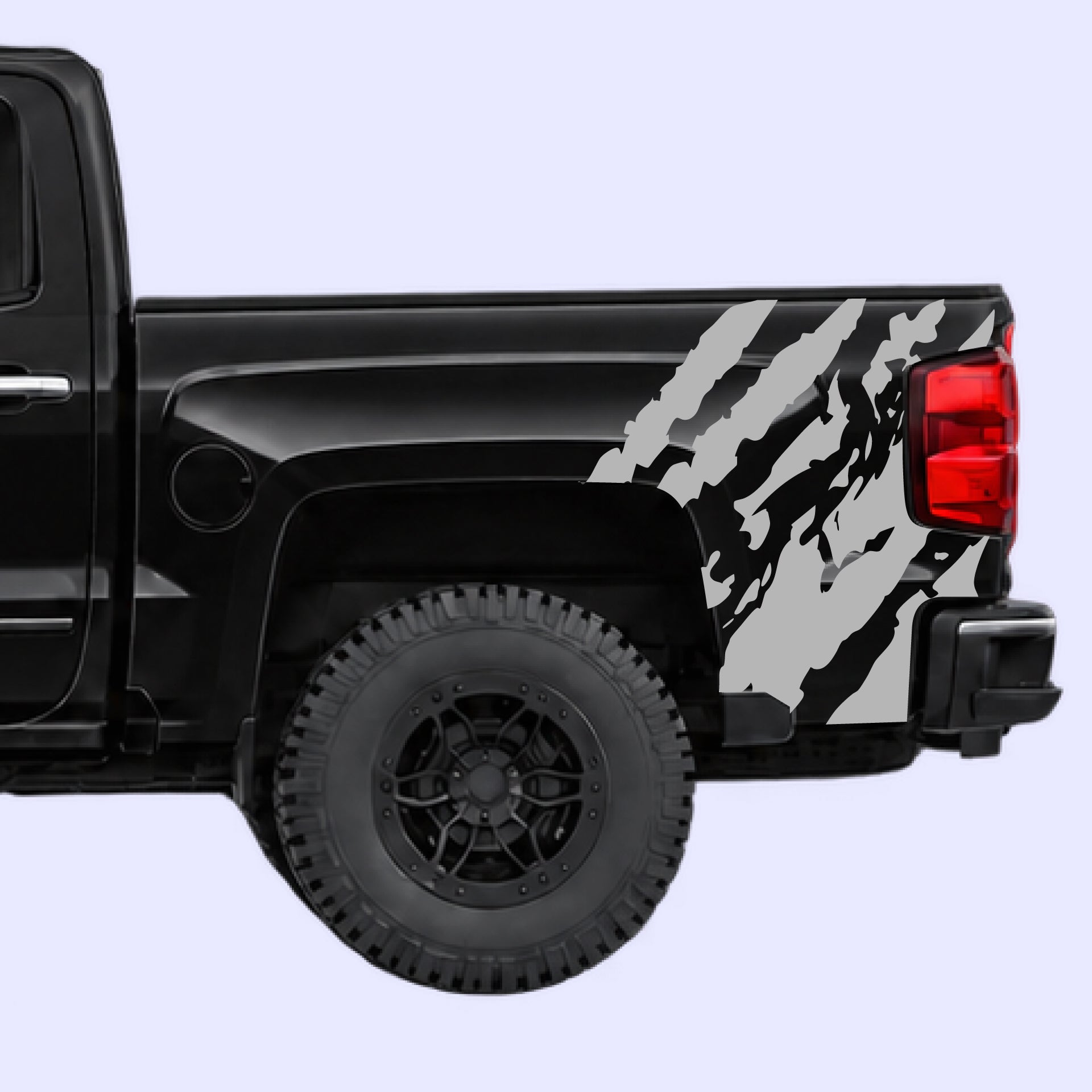 2014-2019 Chevrolet Silverado Shred Bed Side Decals Vinyl Graphics Kit Gray