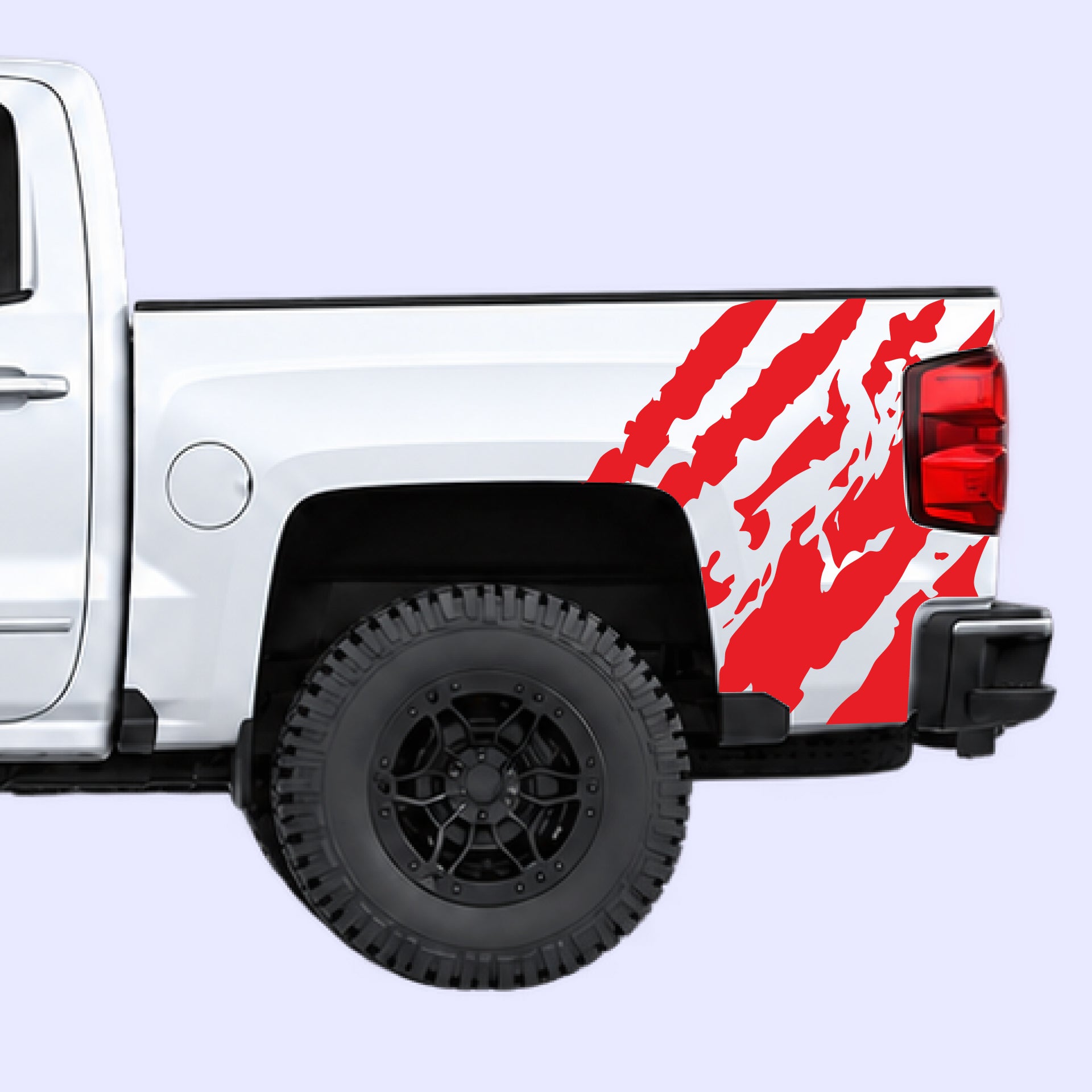 2014-2019 Chevrolet Silverado Shred Bed Side Decals Vinyl Graphics Kit Red