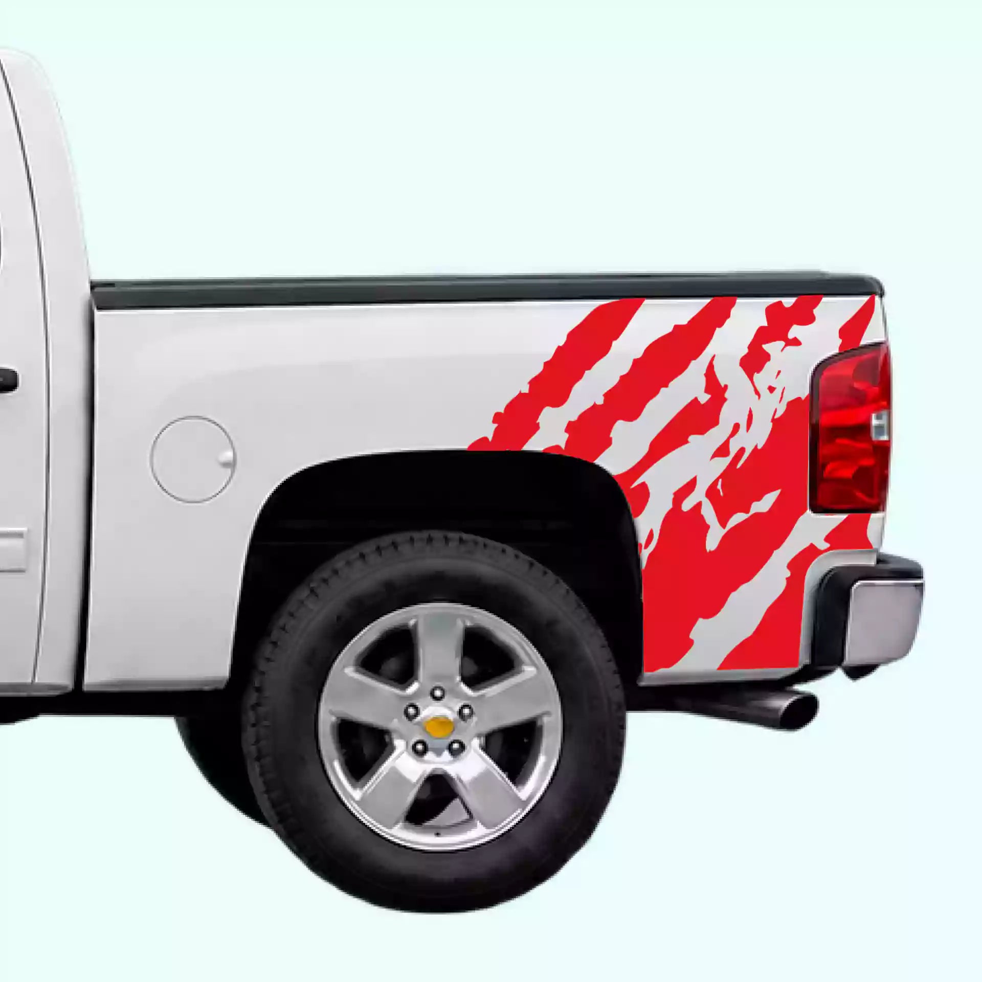 2007-2013 Chevrolet Silverado Shred Bed Side Decals Vinyl Graphics Kit Red