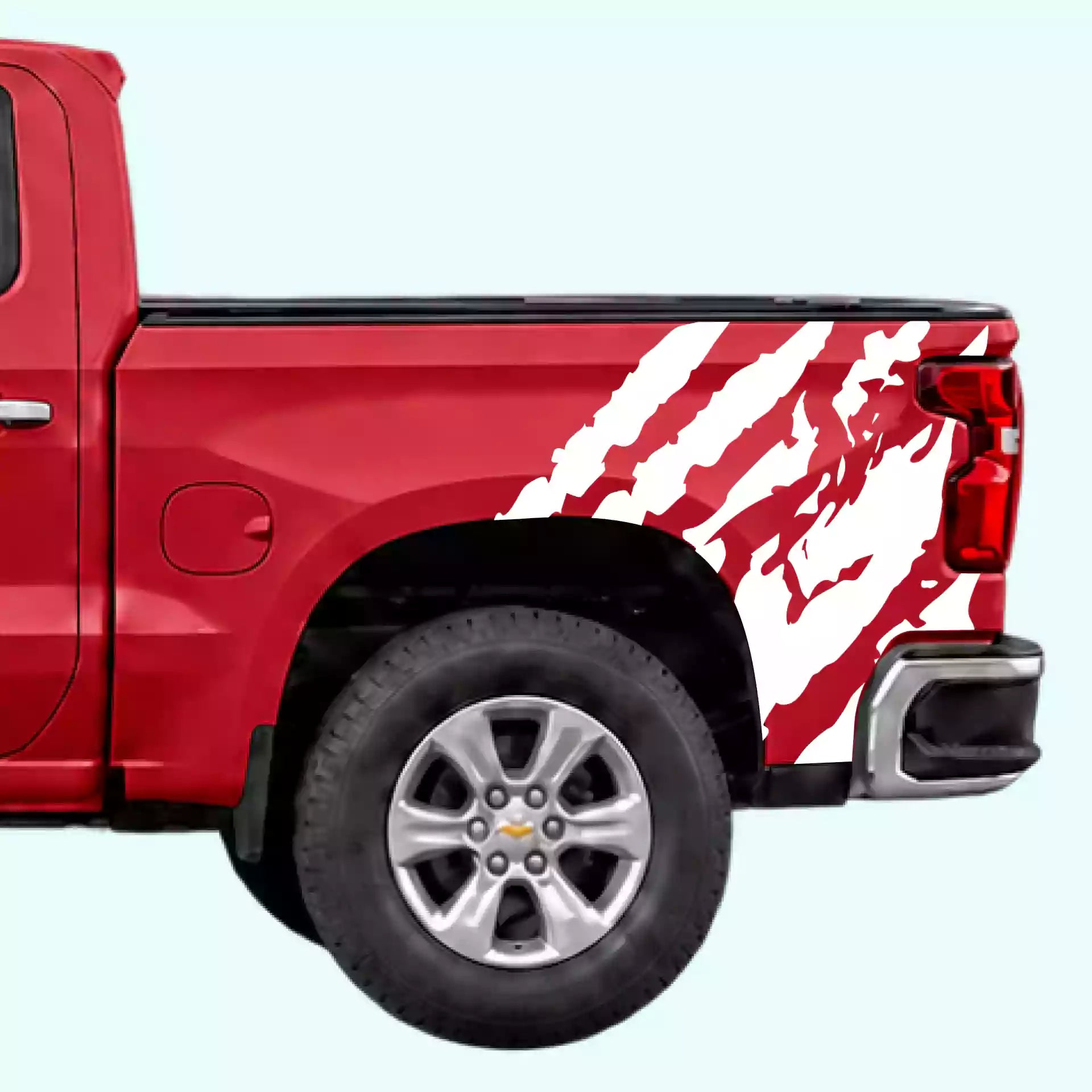2019-present Chevrolet Silverado Shred Bed Side Decals Vinyl Graphics Kit White