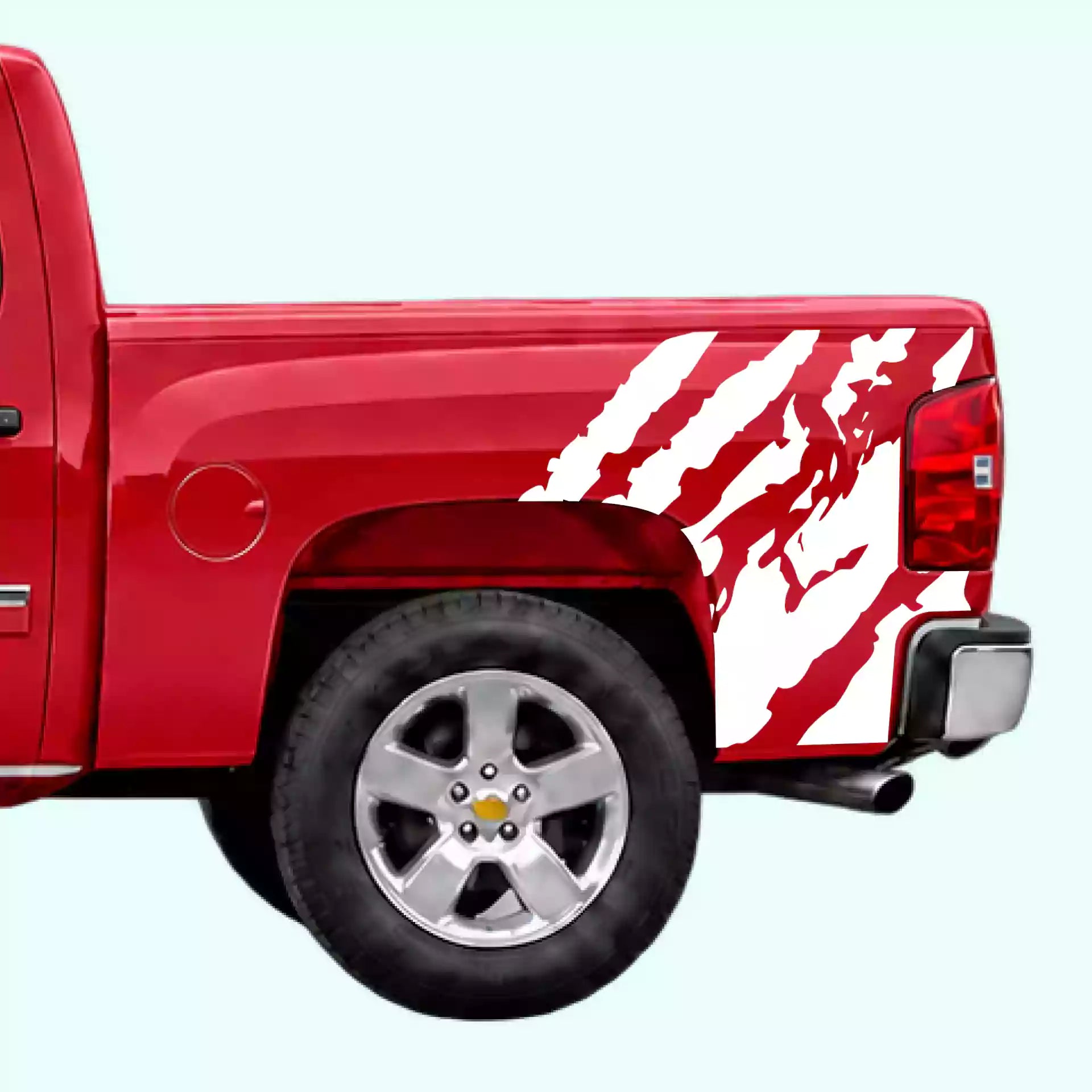 2007-2013 Chevrolet Silverado Shred Bed Side Decals Vinyl Graphics Kit White