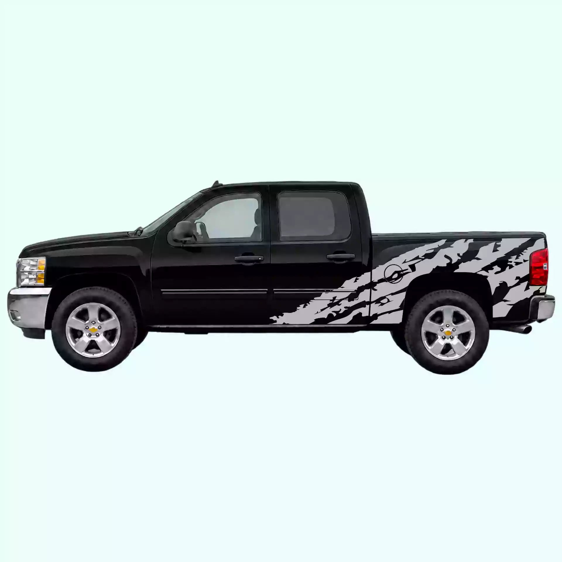 2007-2013 Chevrolet Silverado Shred Side Decals Vinyl Graphics Kit Gray
