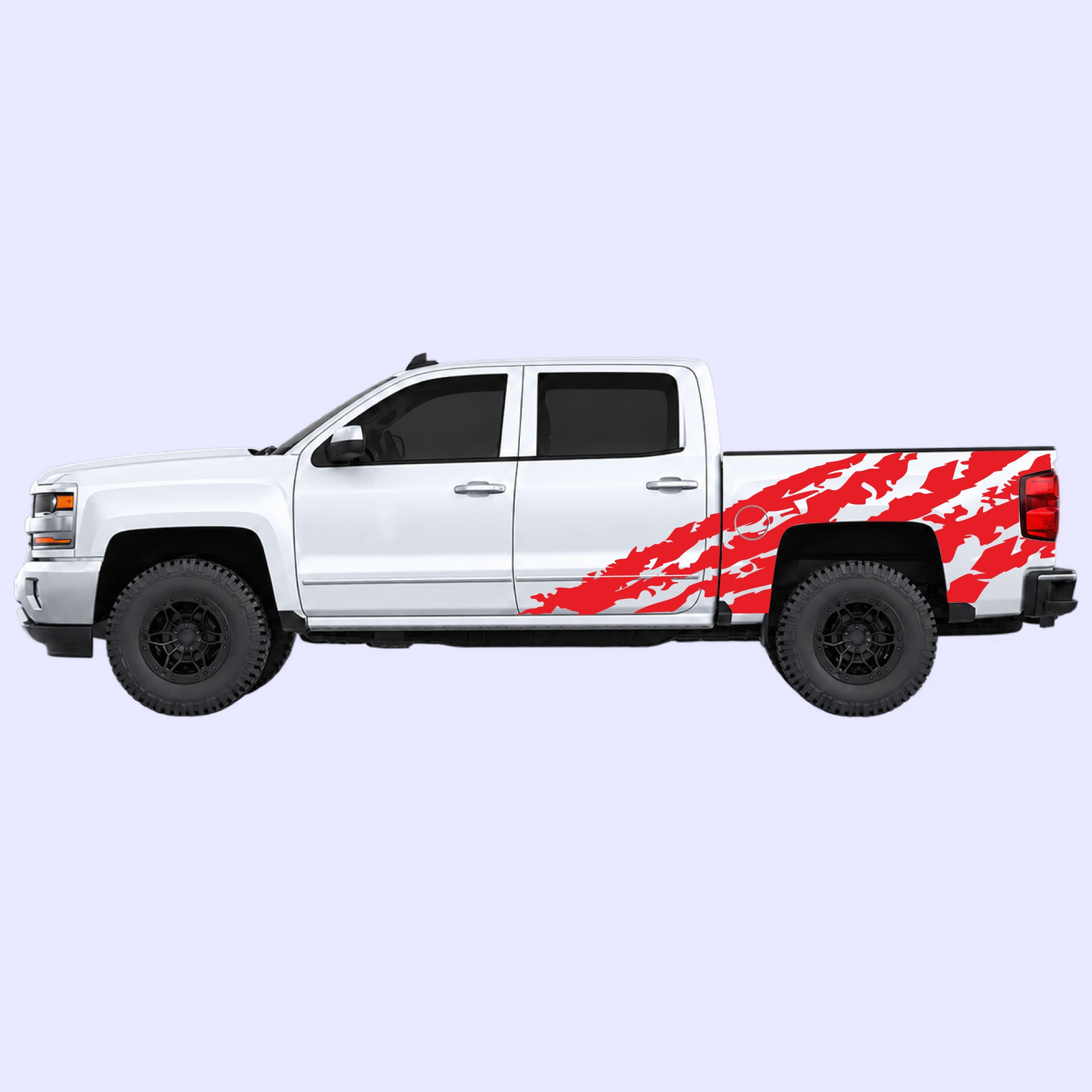 2014-2019 Chevrolet Silverado Shred Side Decals Vinyl Graphics Kit Red