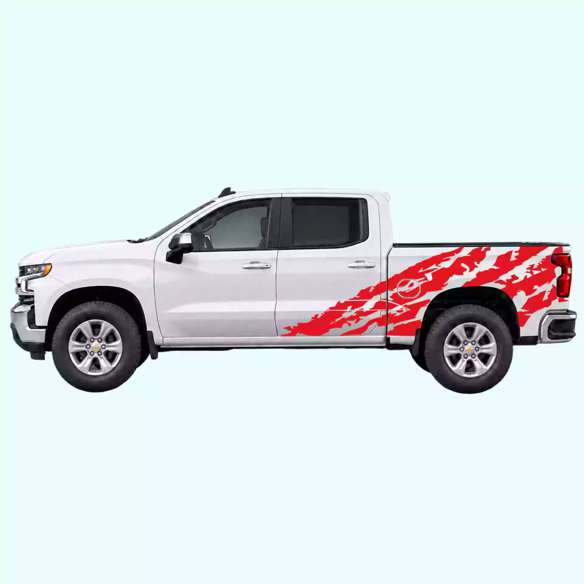 2019-present Chevrolet Silverado Shred Side Decals Vinyl Graphics Kit Red