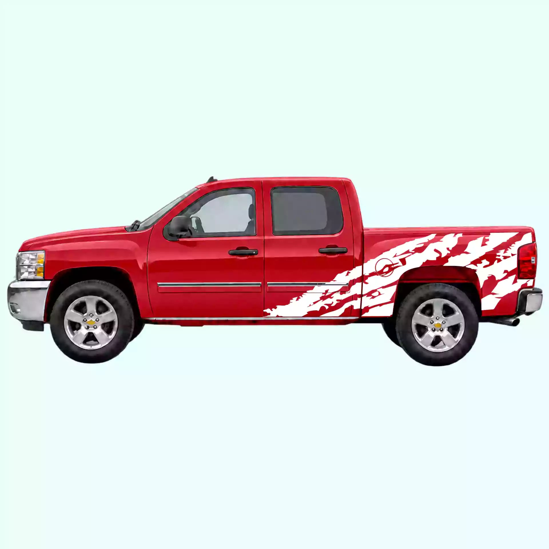 2007-2013 Chevrolet Silverado Shred Side Decals Vinyl Graphics Kit White