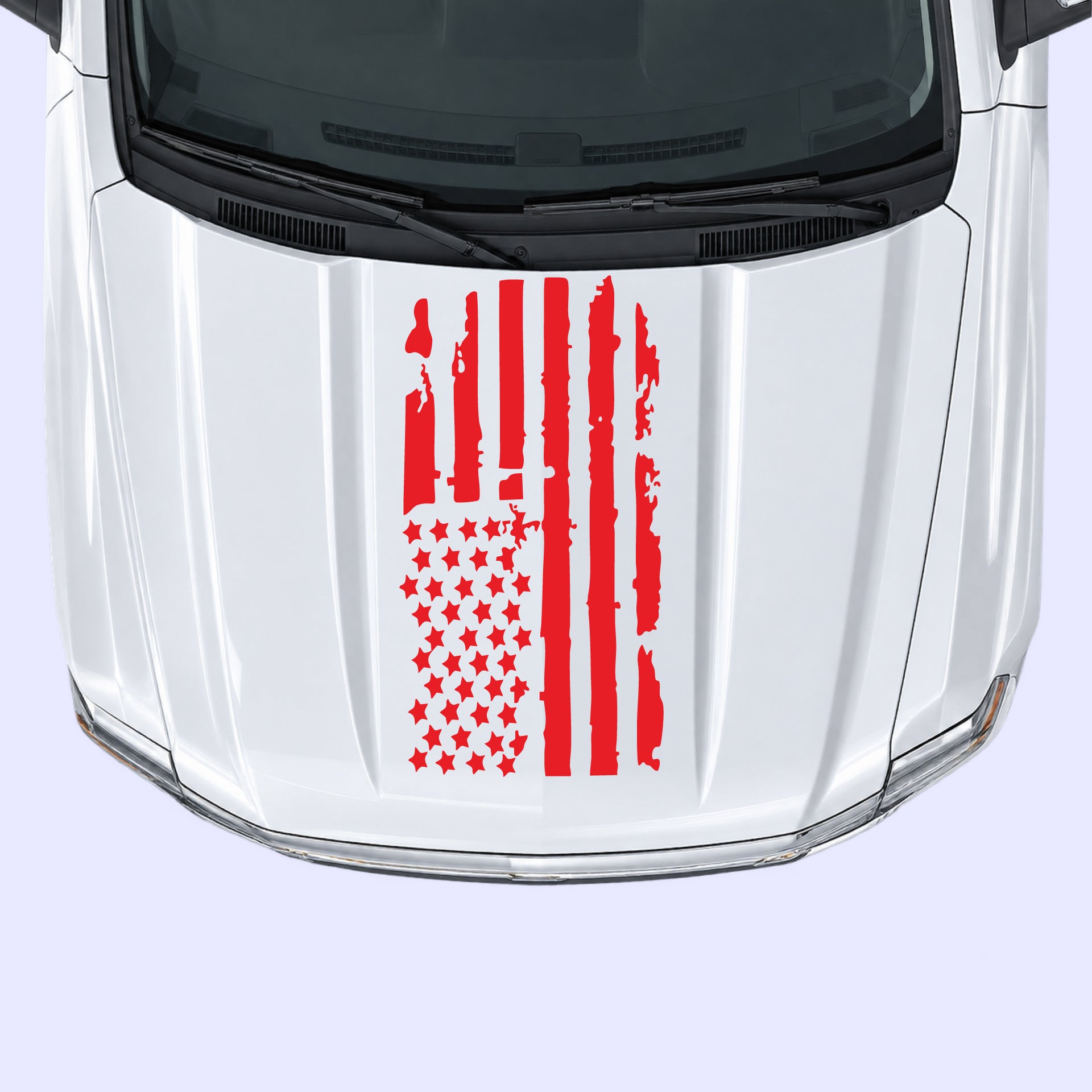 2014-2019 Chevrolet Silverado Shred American Flag Hood Decals Vinyl Graphics Kit Red